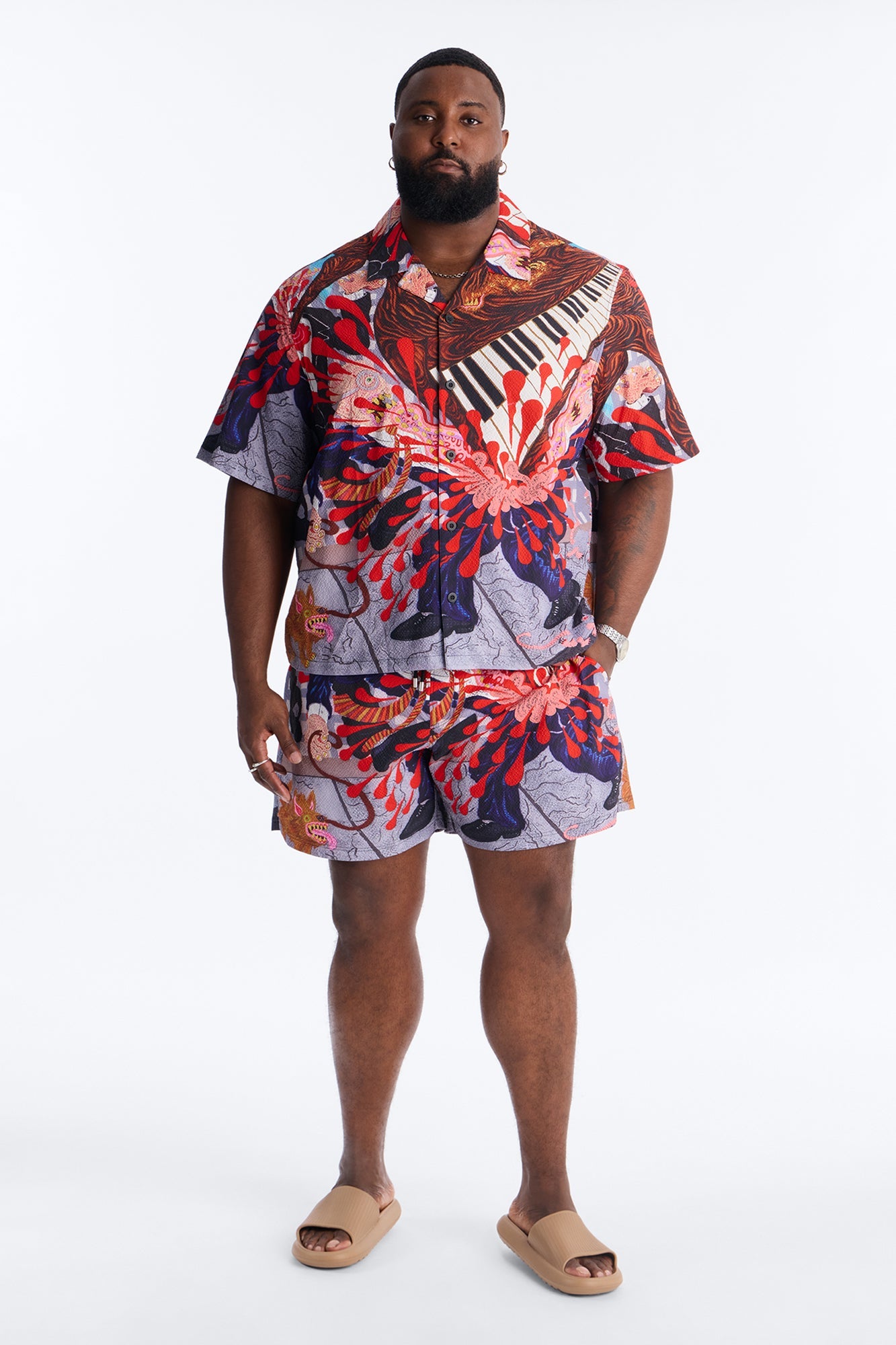 Jazz Engine Seersucker Swim Trunk 6″ - Multi Color Fashion Nova