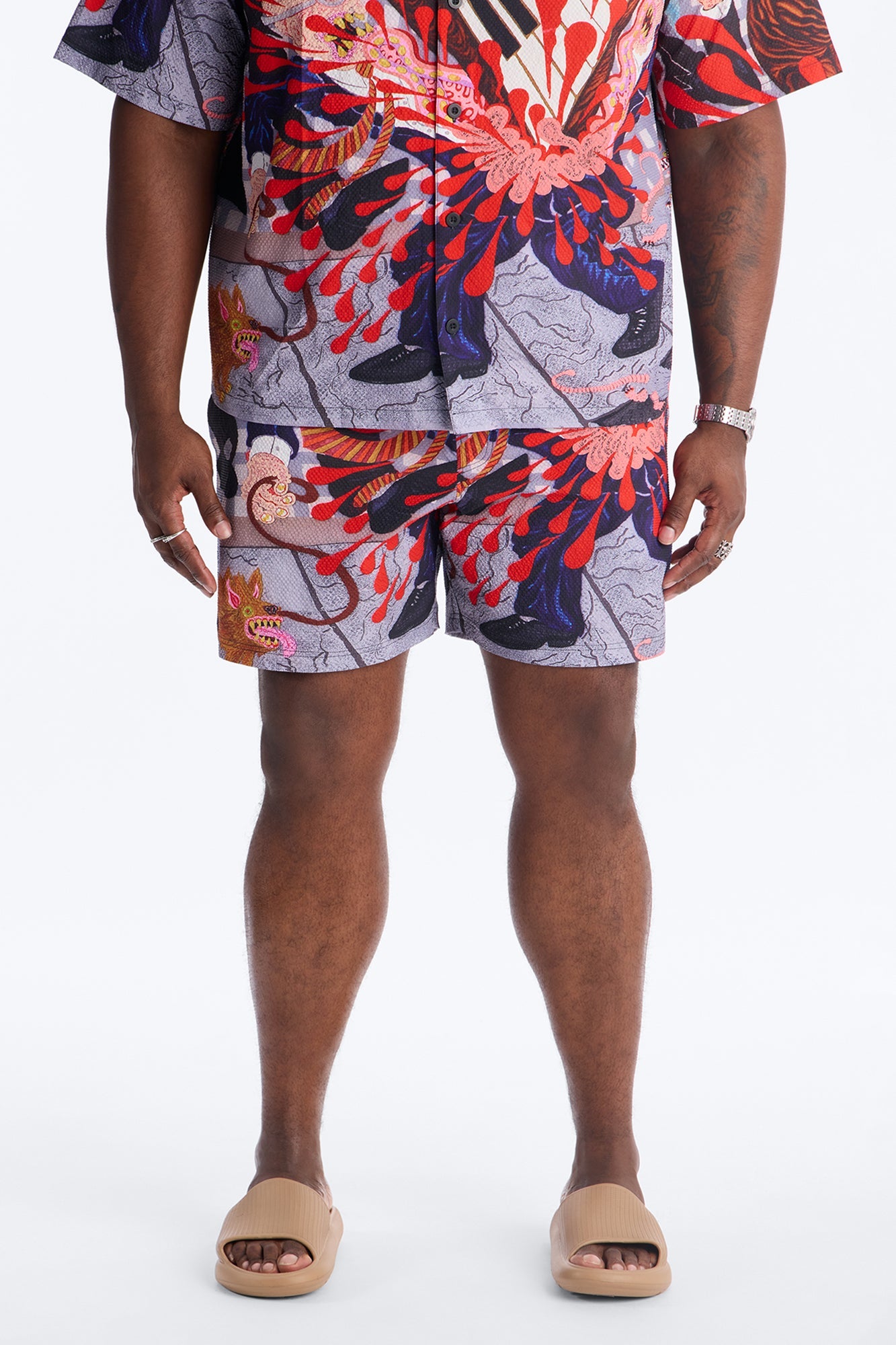 Jazz Engine Seersucker Swim Trunk 6″ - Multi Color Fashion Nova