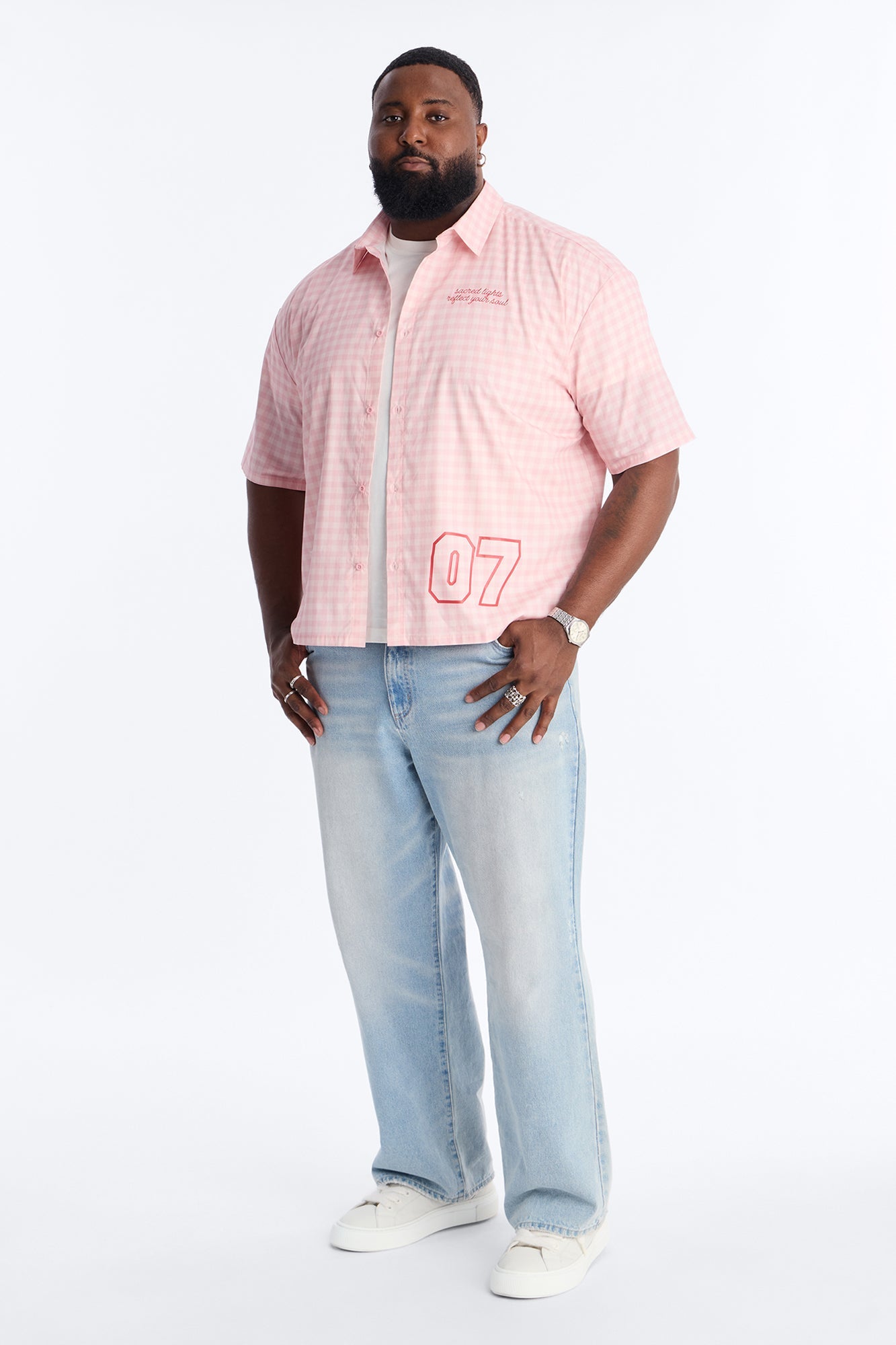 Sacred Star Reflection 07 Button Up Shirt - Pink Fashion Nova