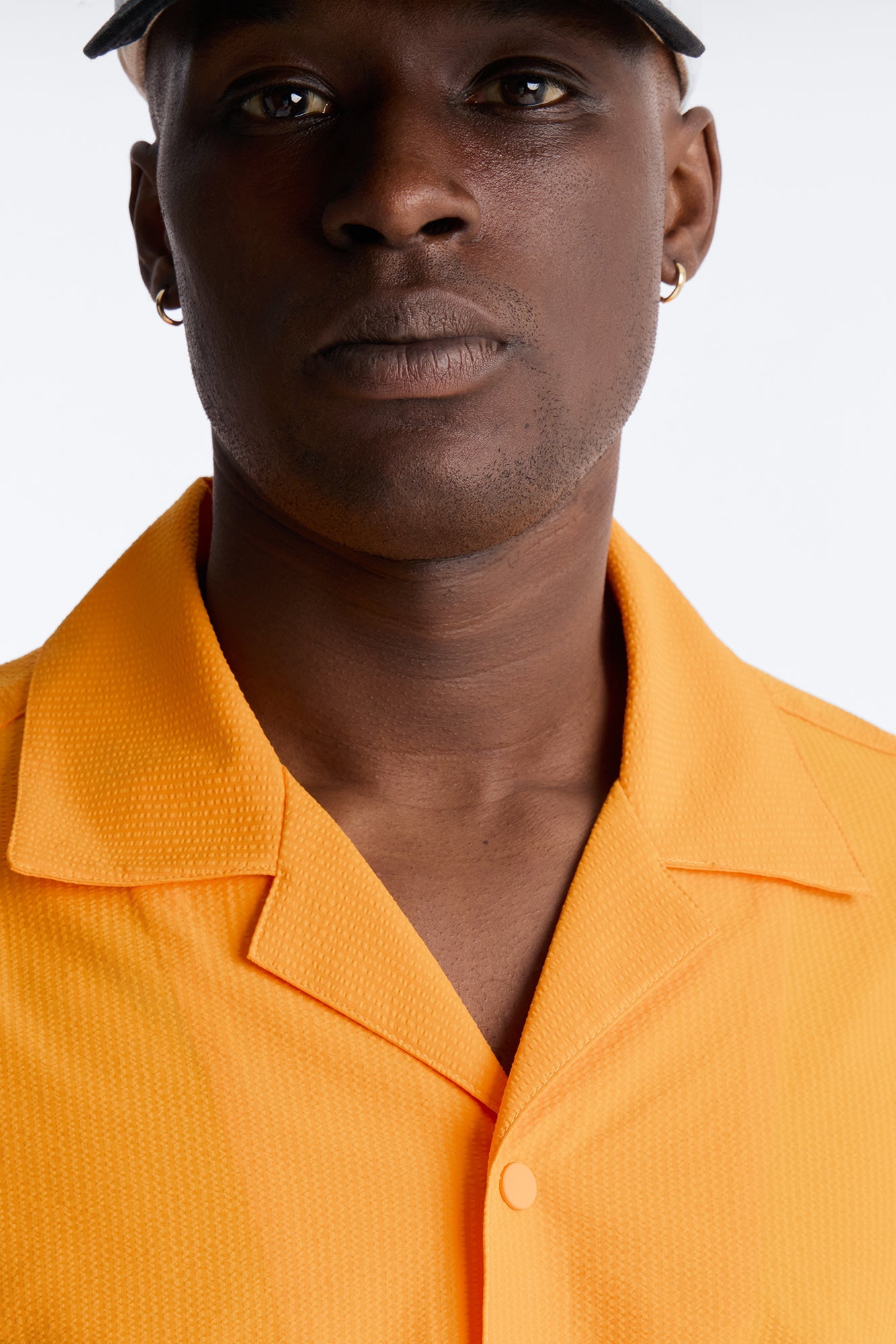 Seersucker Short Sleeve Cuban Collar Shirt - Orange Fashion Nova