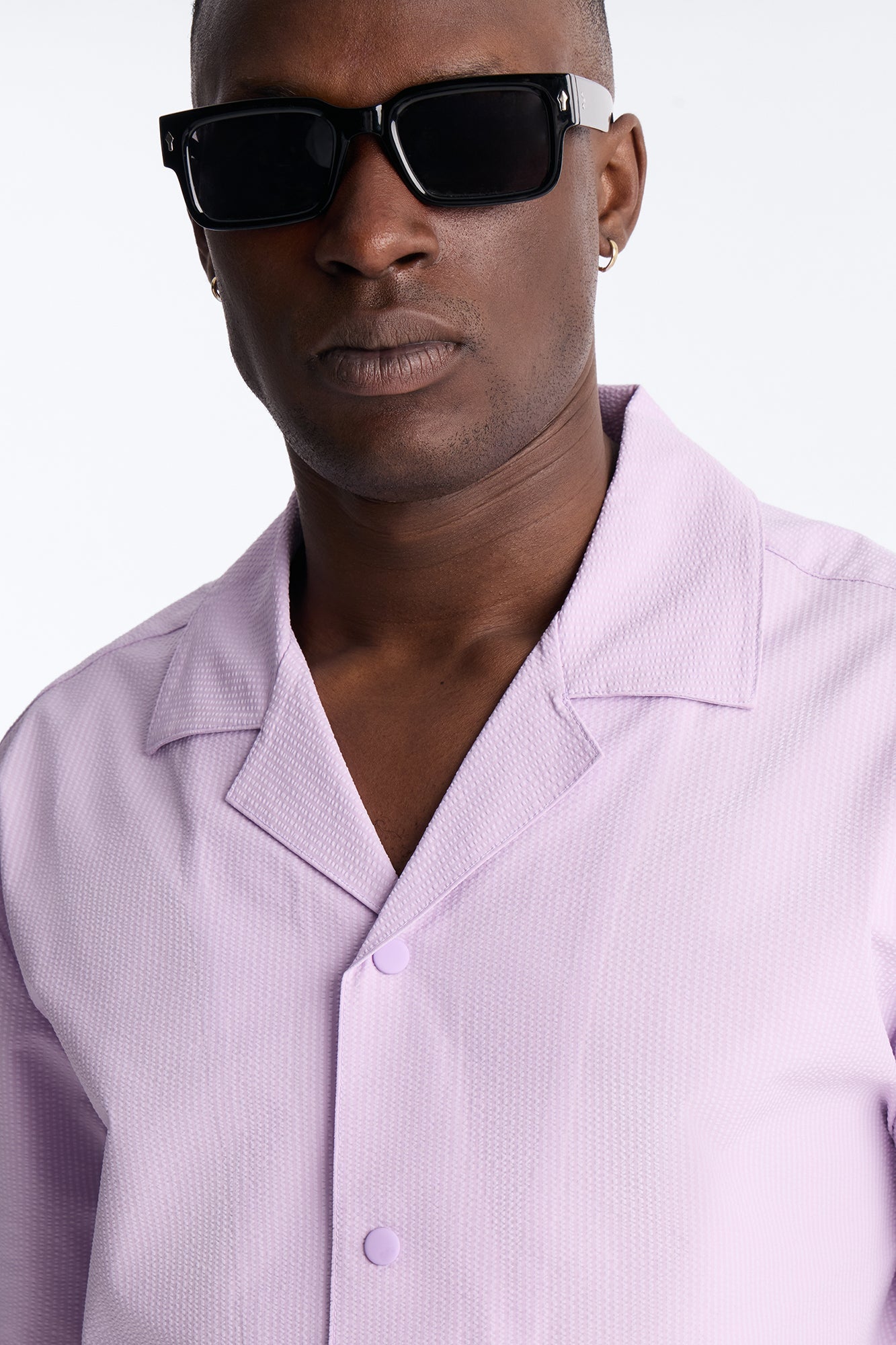 Seersucker Short Sleeve Cuban Collar Shirt - Lavender Fashion Nova