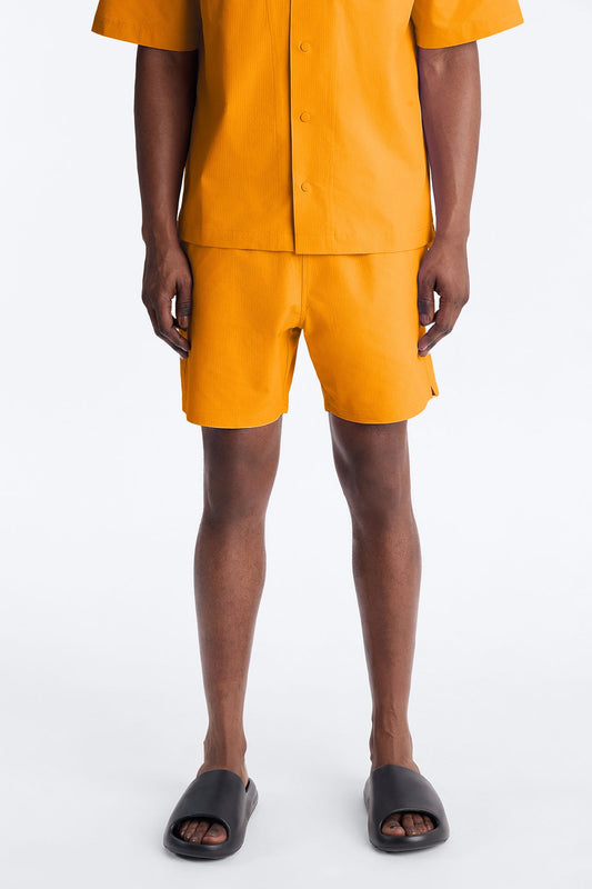 Seersucker Swim Trunk 6″ - Orange Fashion Nova