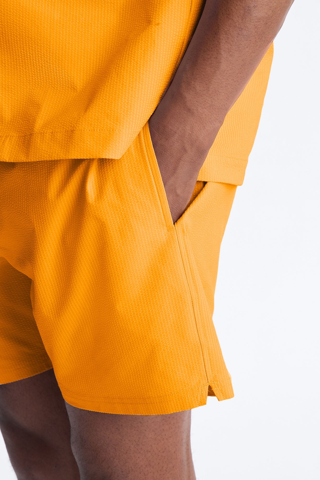 Seersucker Swim Trunk 6″ - Orange Fashion Nova