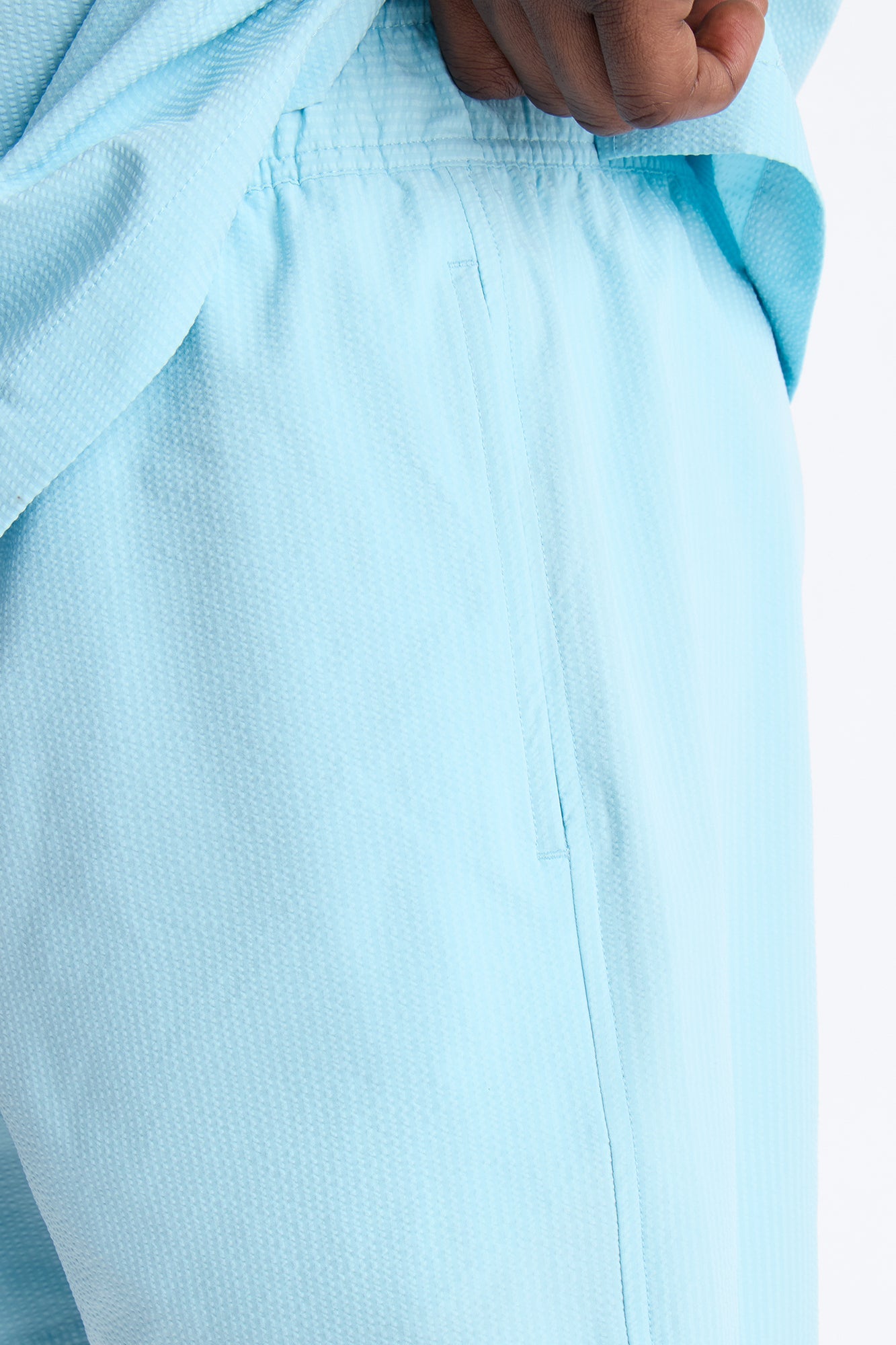 Seersucker Swim Trunk 6″ - Light Blue Fashion Nova