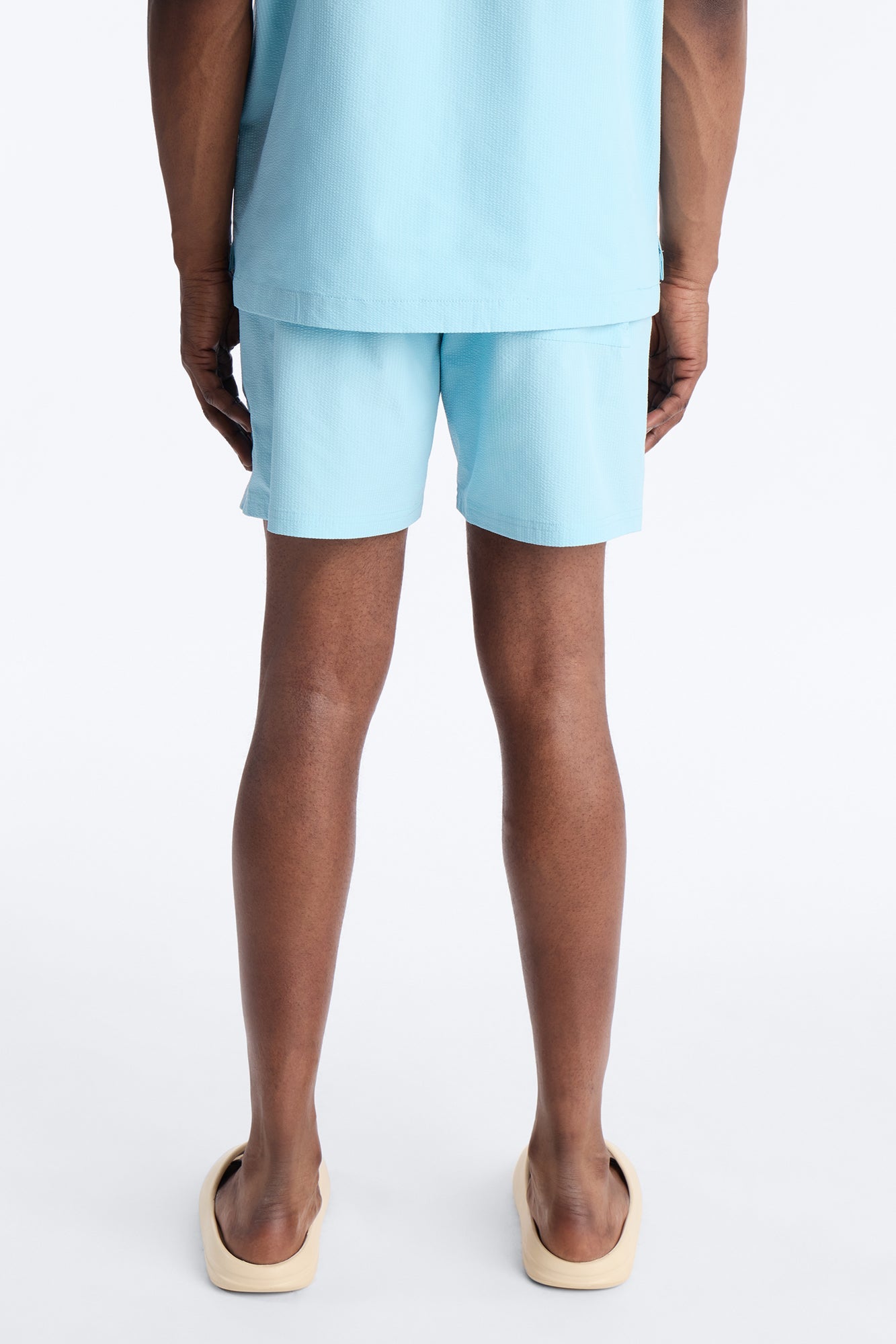 Seersucker Swim Trunk 6″ - Light Blue Fashion Nova