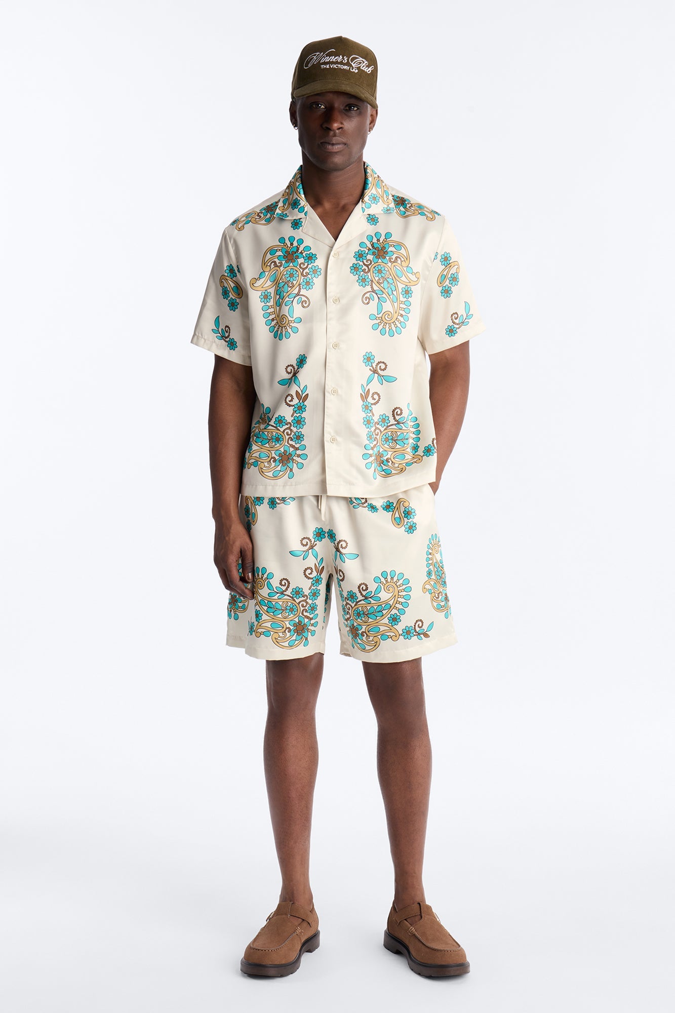 Santorini Cuban Collar Button Up Shirt - Natural Fashion Nova