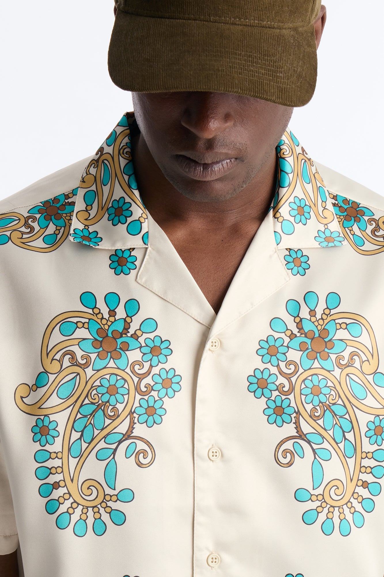 Santorini Cuban Collar Button Up Shirt - Natural Fashion Nova