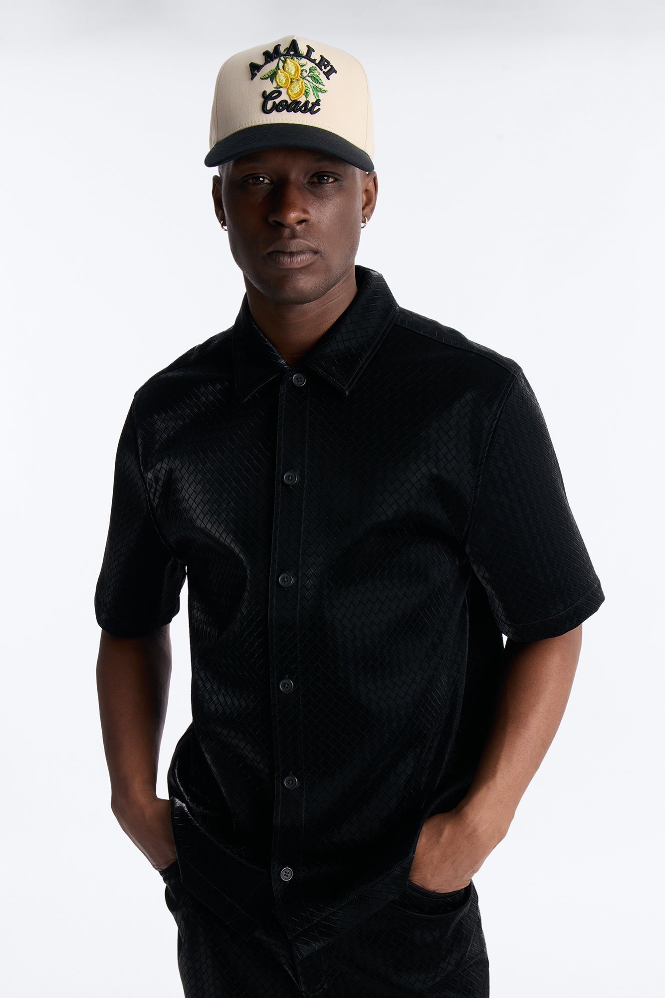 Tisse Textured Faux Leather Button Up Shirt - Black Fashion Nova