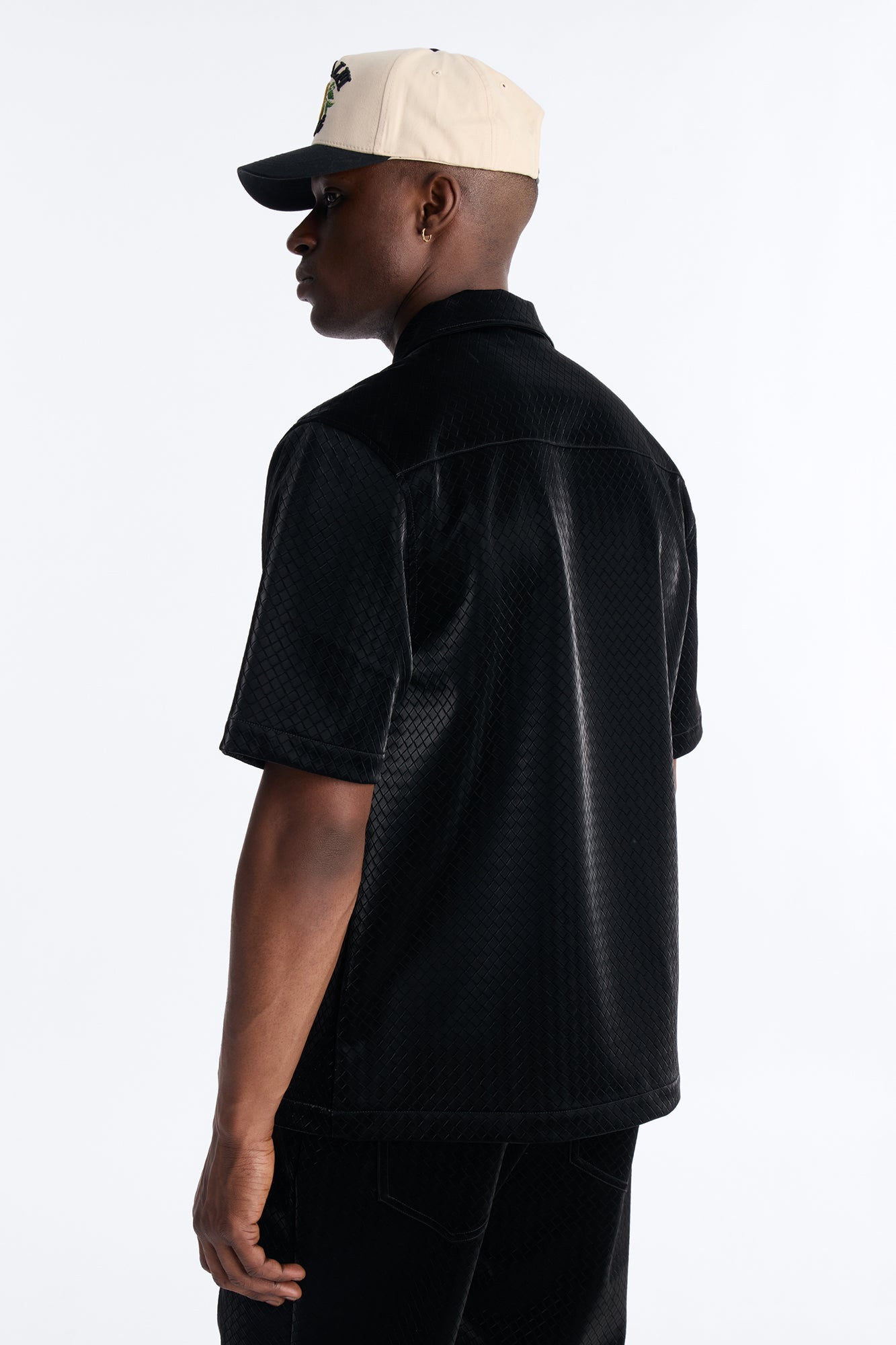 Tisse Textured Faux Leather Button Up Shirt - Black Fashion Nova
