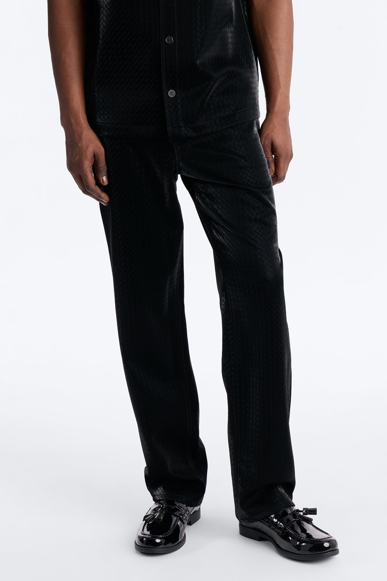 Straight Tisse Textured Faux Leather Pant - Black Fashion Nova