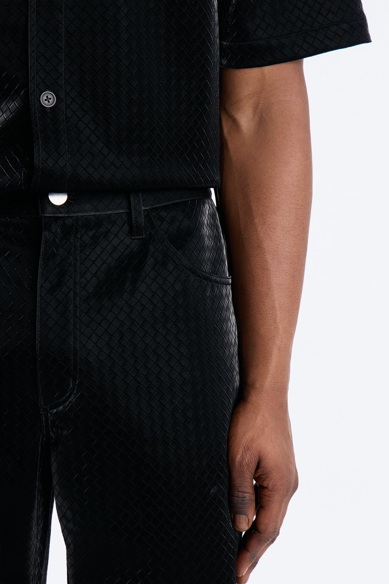 Straight Tisse Textured Faux Leather Pant - Black Fashion Nova