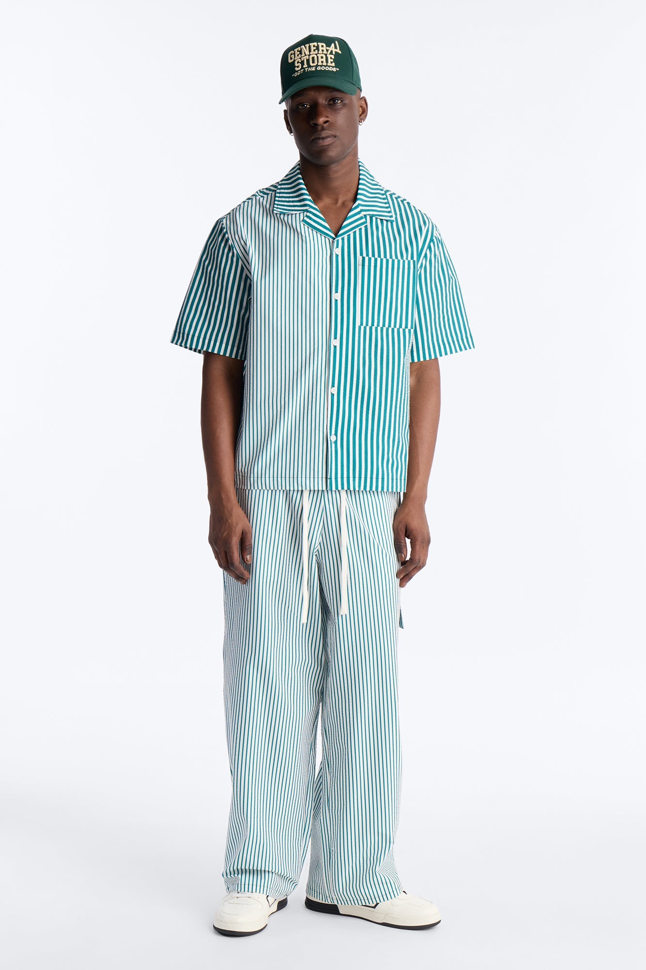 Passion Stripe Seersucker Cuban Button Up Shirt - Green Fashion Nova