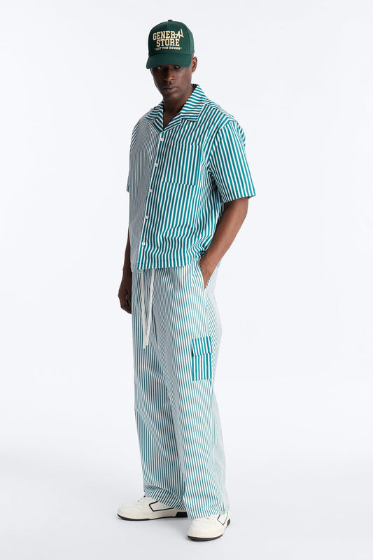 Straight Passion Stripe Seersucker Pant - Green Fashion Nova