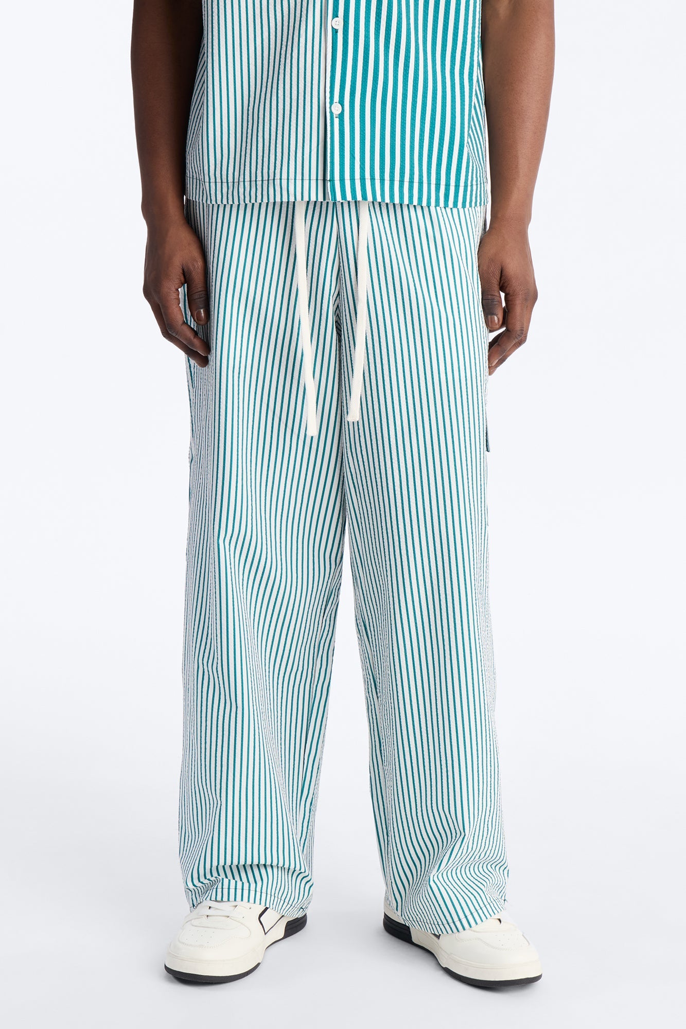 Straight Passion Stripe Seersucker Pant - Green Fashion Nova