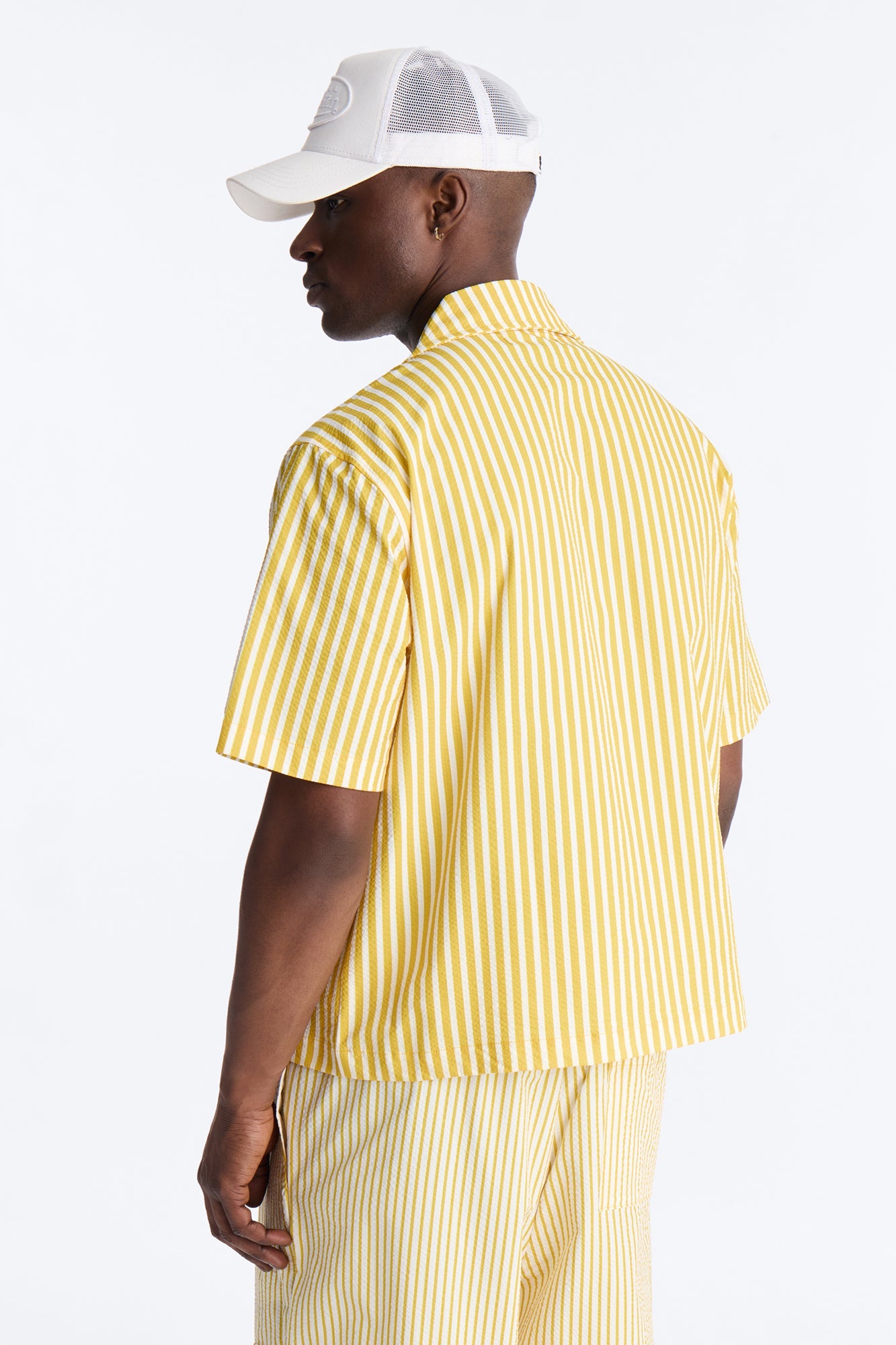 Passion Stripe Seersucker Cuban Button Up Shirt - Yellow Fashion Nova