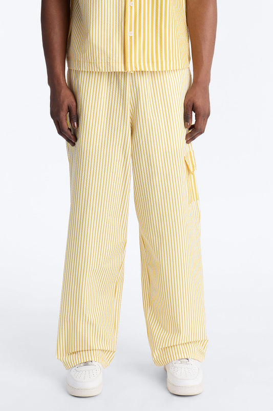 Straight Passion Stripe Seersucker Pant - Yellow Fashion Nova