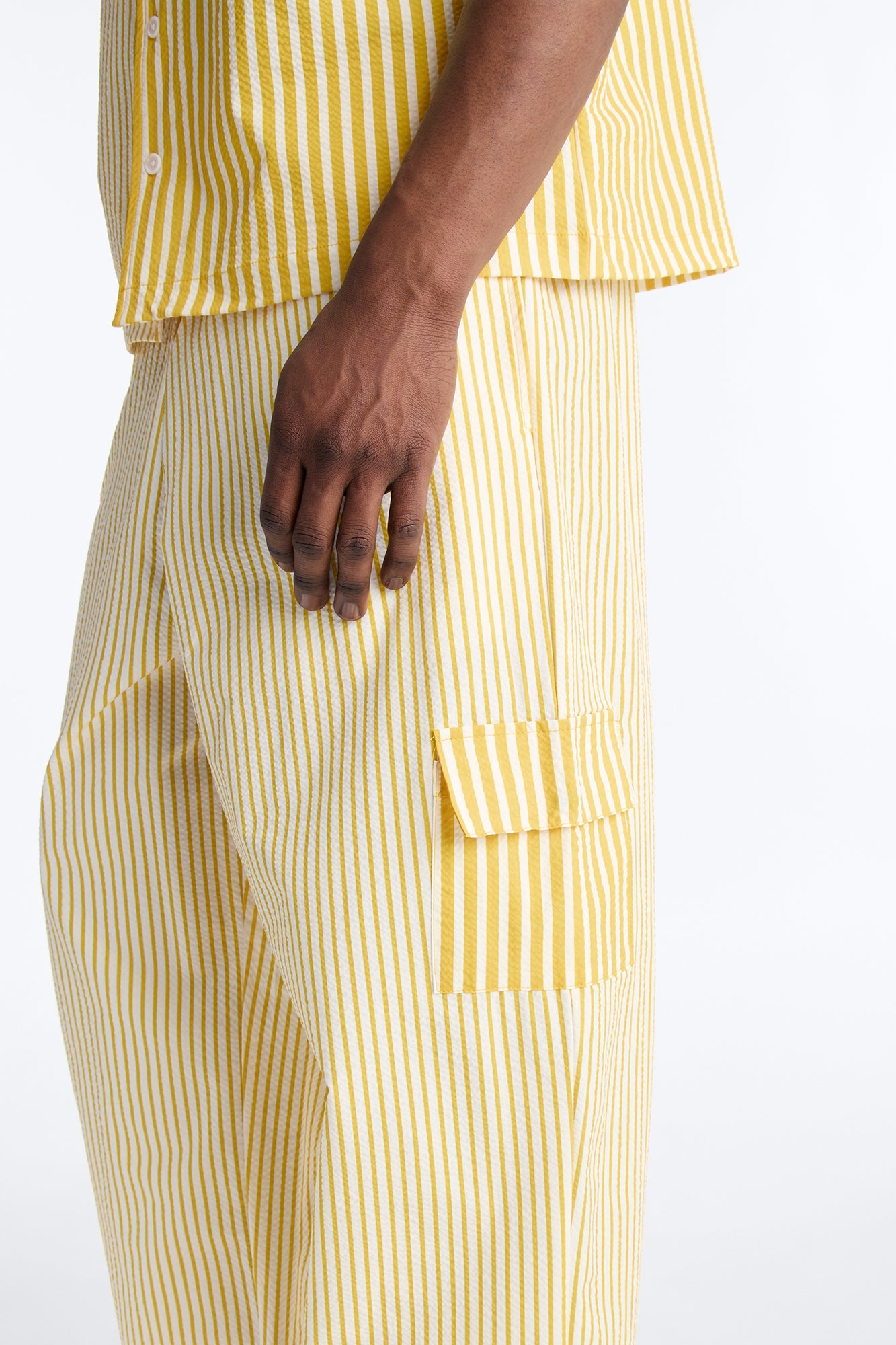Straight Passion Stripe Seersucker Pant - Yellow Fashion Nova