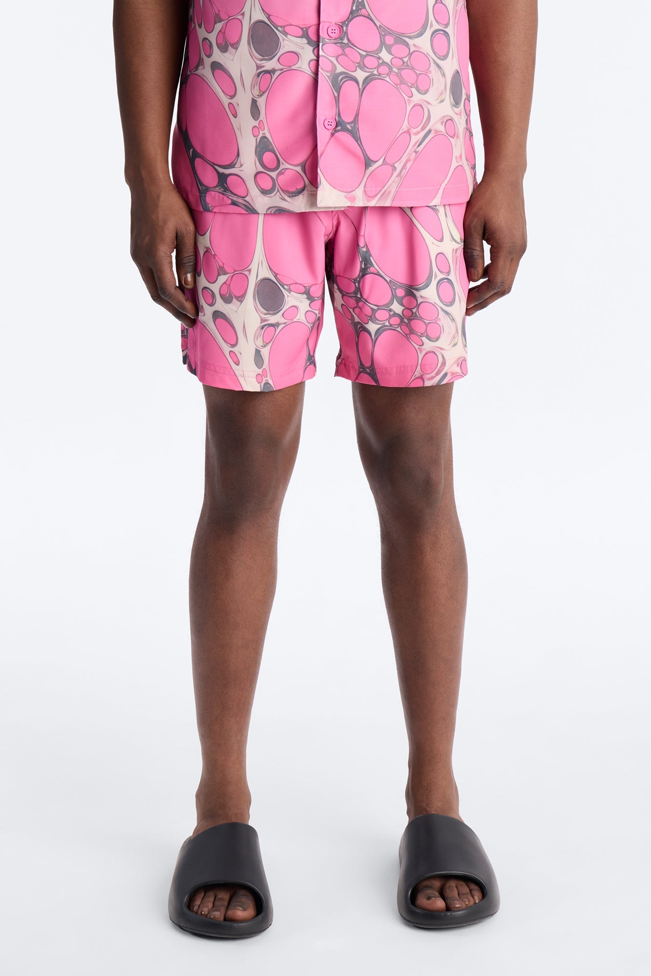 Aqua Drip Swim Trunk 7″ - Pink Fashion Nova