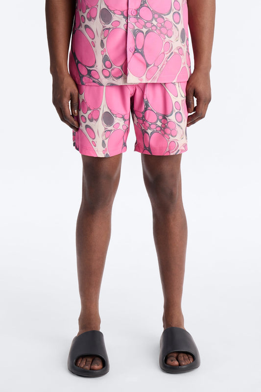 Aqua Drip Swim Trunk 7″ - Pink Fashion Nova