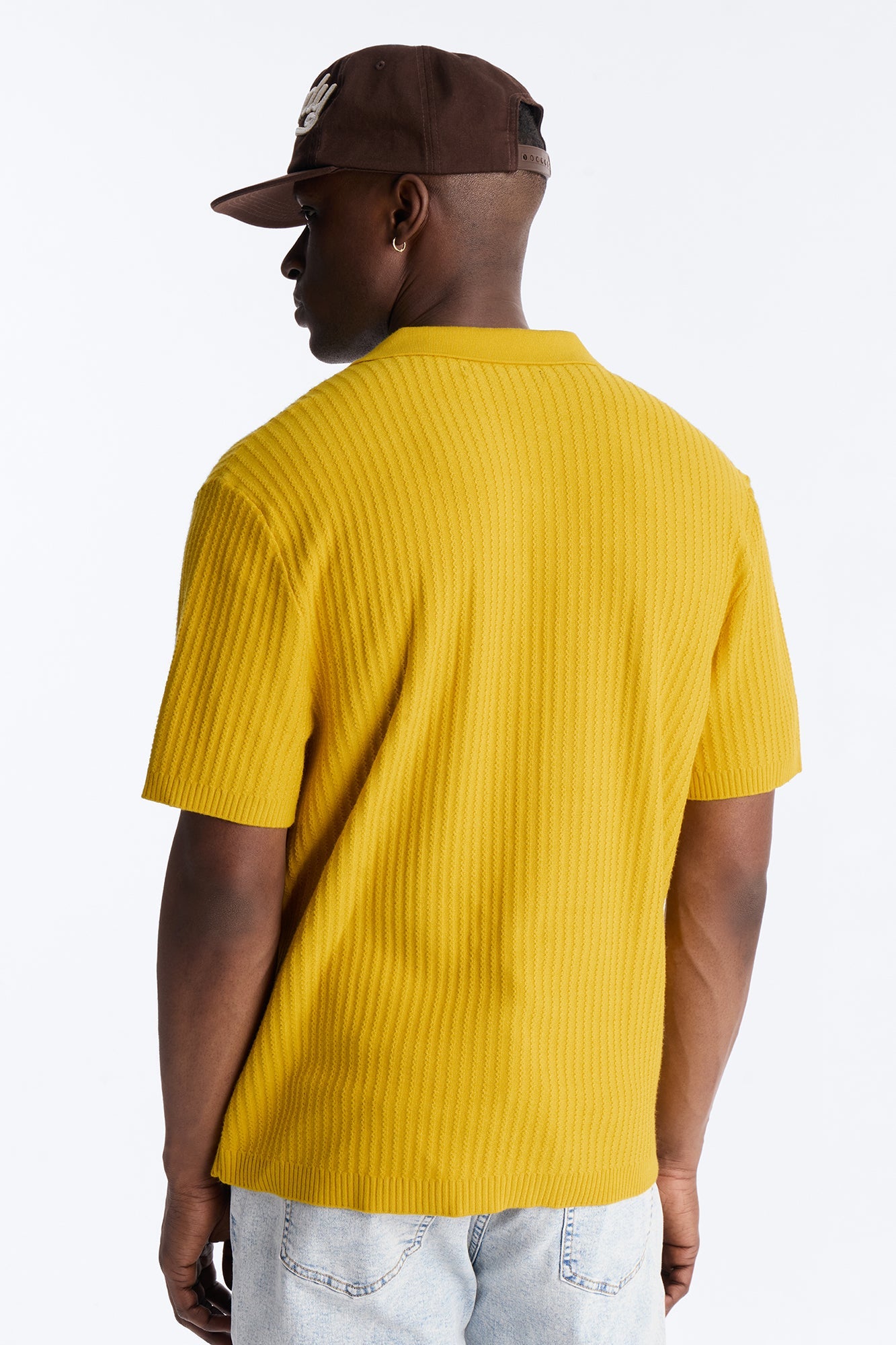 Coastal Knit Short Sleeve Shirt - Mustard Fashion Nova