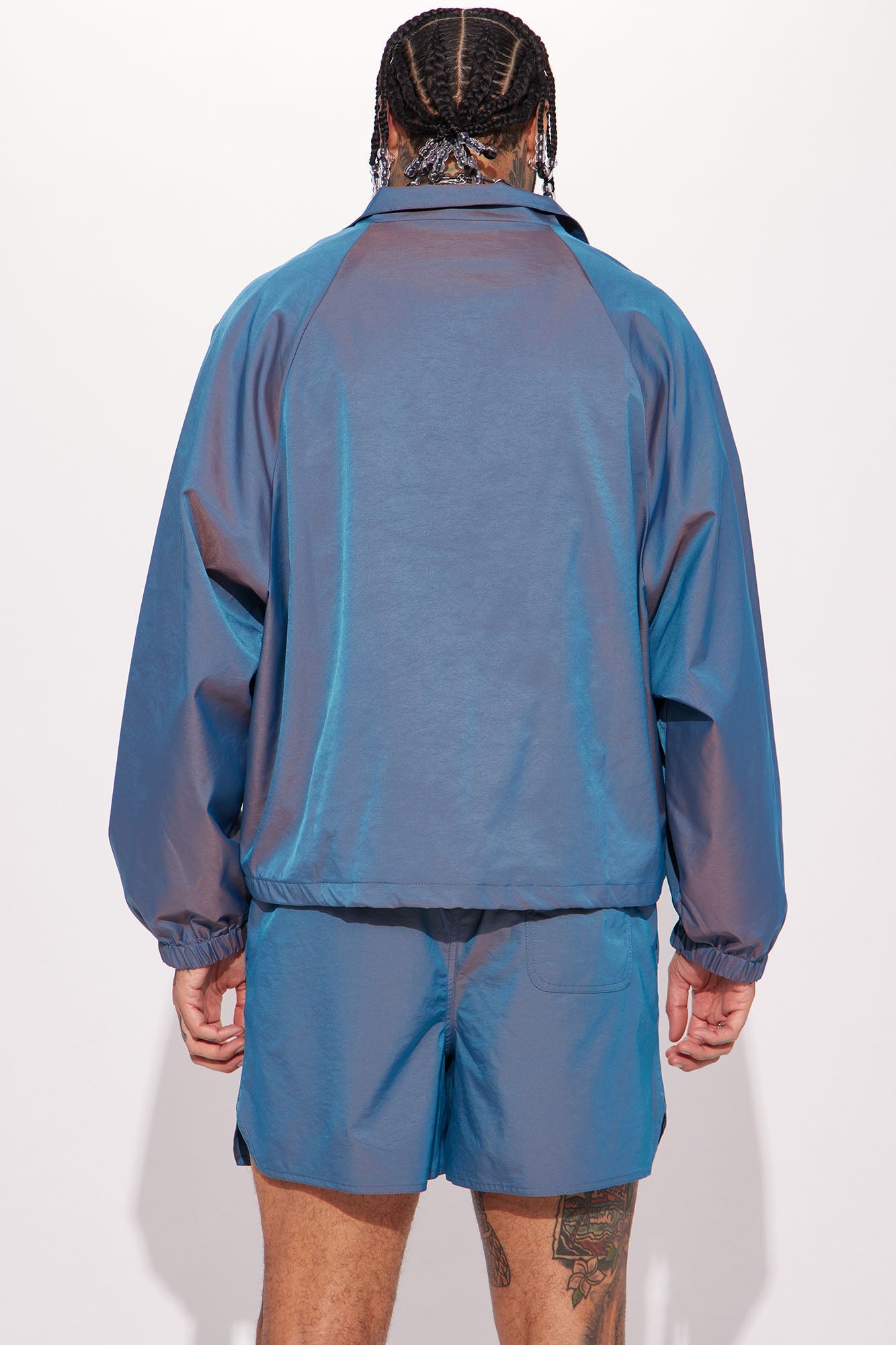 Stormy Iridescent Nylon Anorak - Blue Fashion Nova
