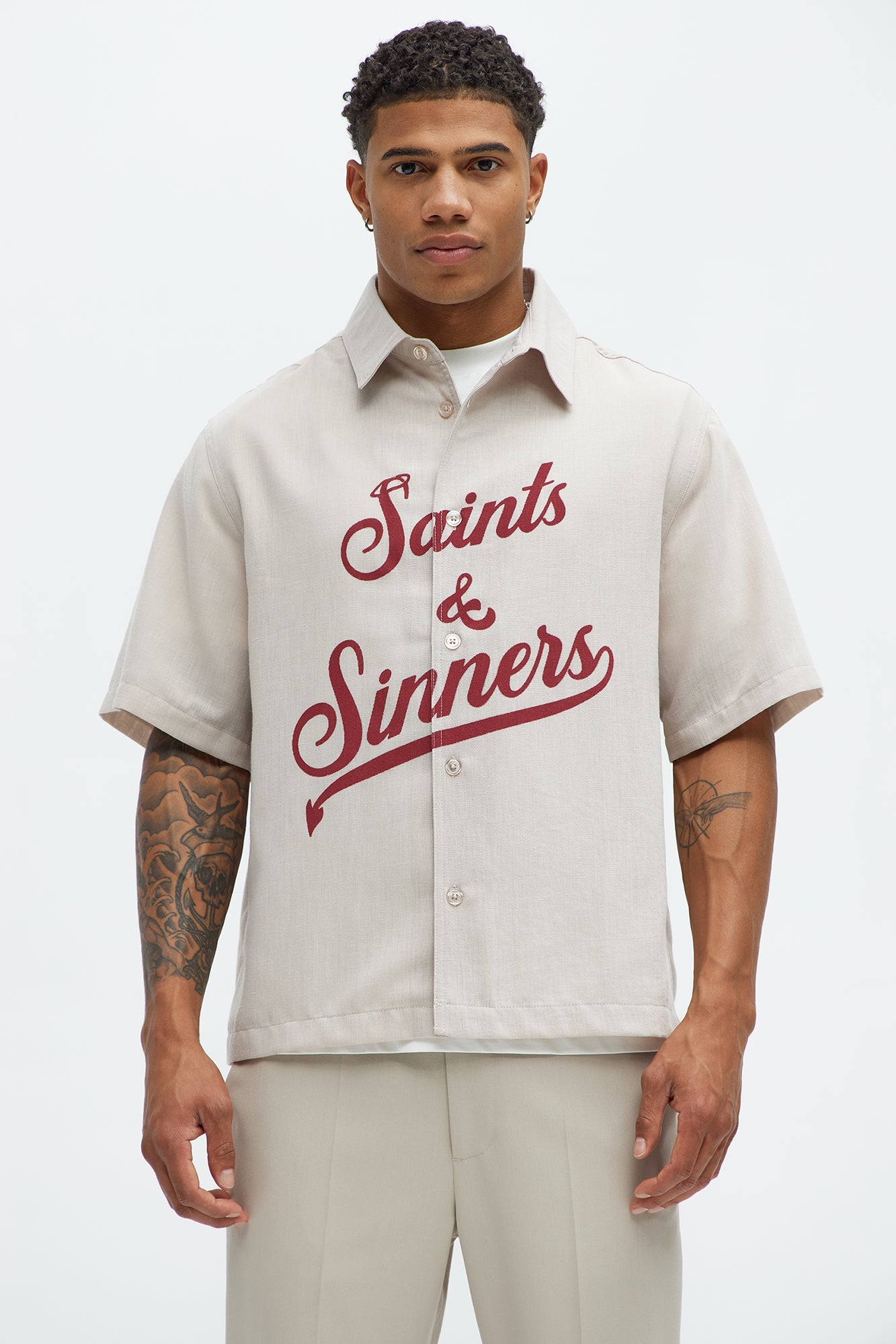 Saints And Sinners Full Button Shirt - Tan Fashion Nova