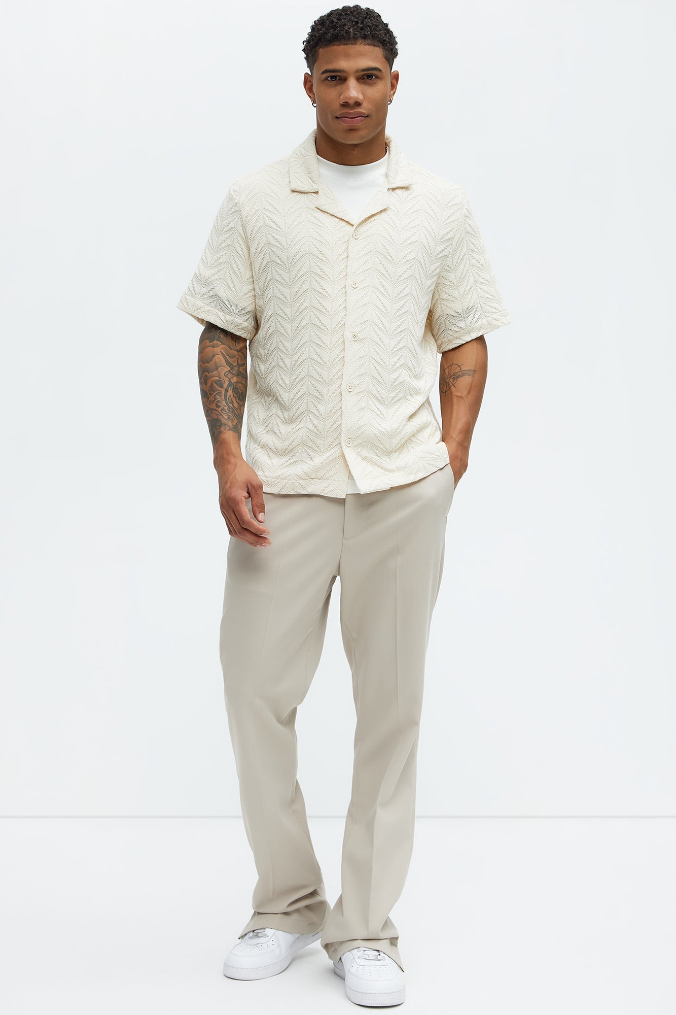 Bellvista Crochet Knitted Cuban Shirt - Cream Fashion Nova