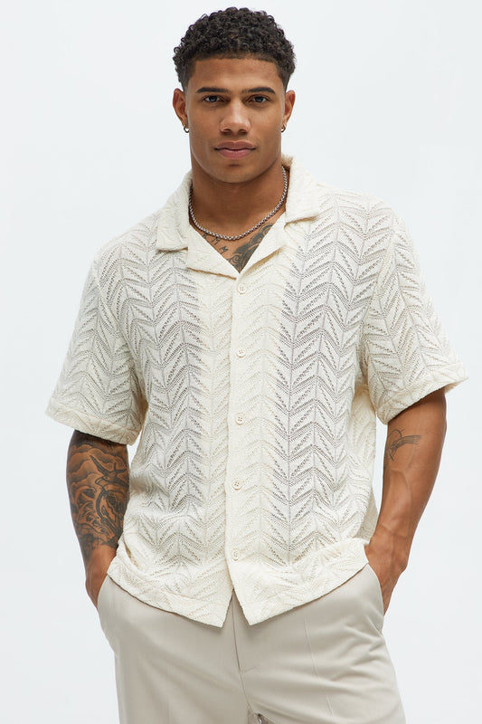 Bellvista Crochet Knitted Cuban Shirt - Cream Fashion Nova
