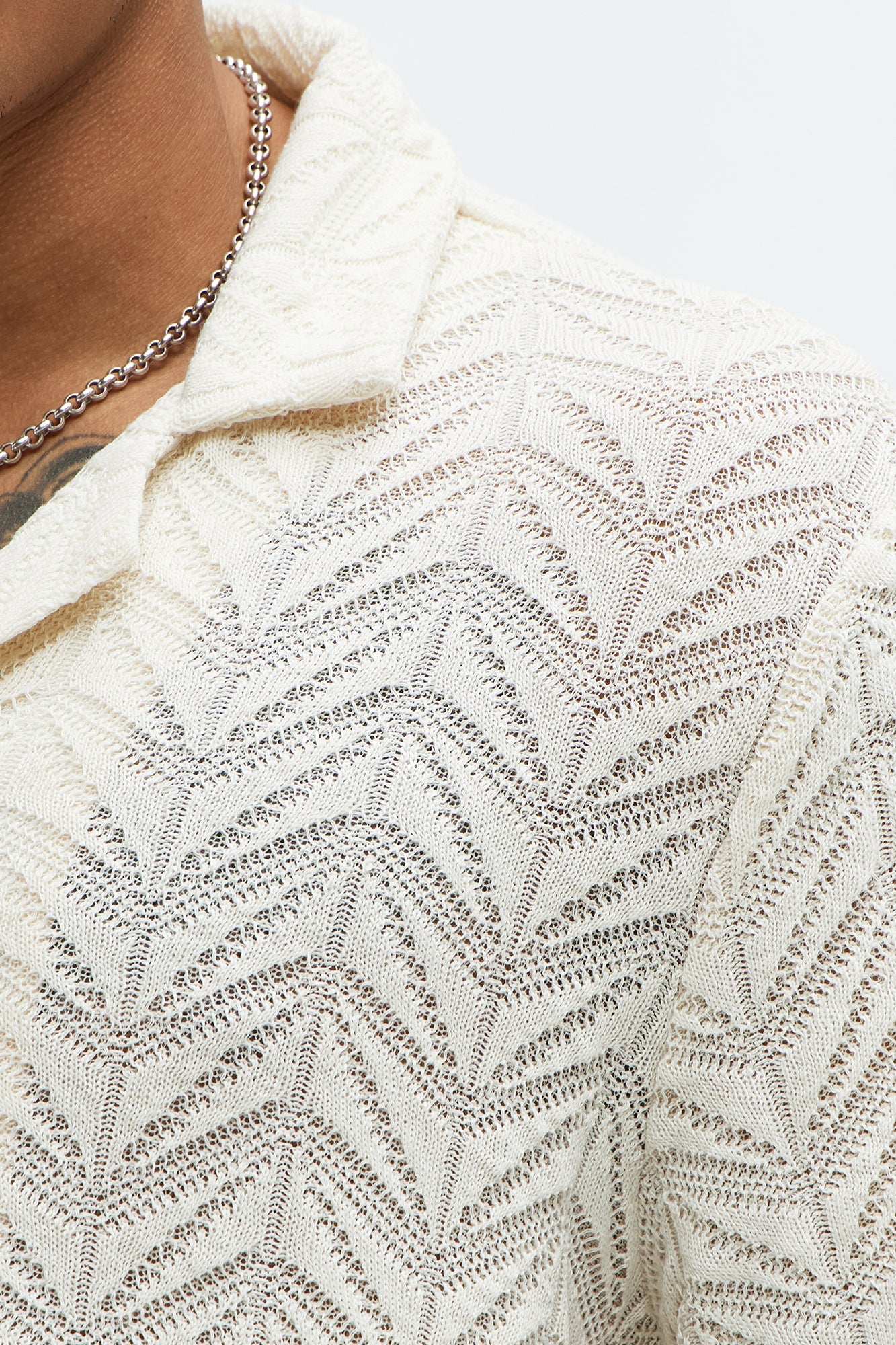 Bellvista Crochet Knitted Cuban Shirt - Cream Fashion Nova
