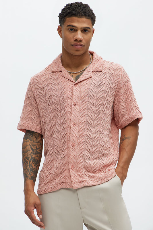 Bellvista Crochet Knitted Cuban Shirt - Pink Fashion Nova