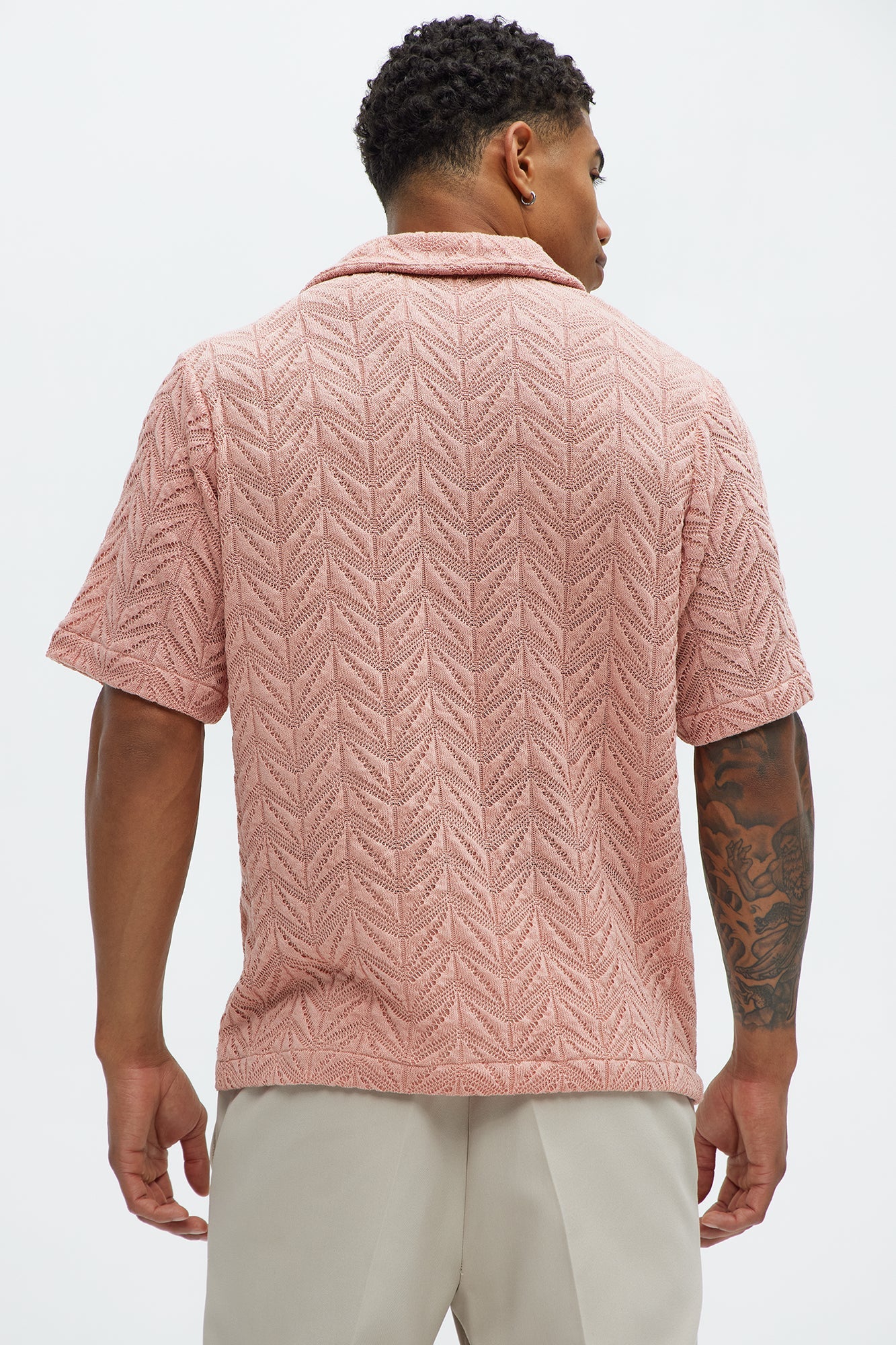Bellvista Crochet Knitted Cuban Shirt - Pink Fashion Nova
