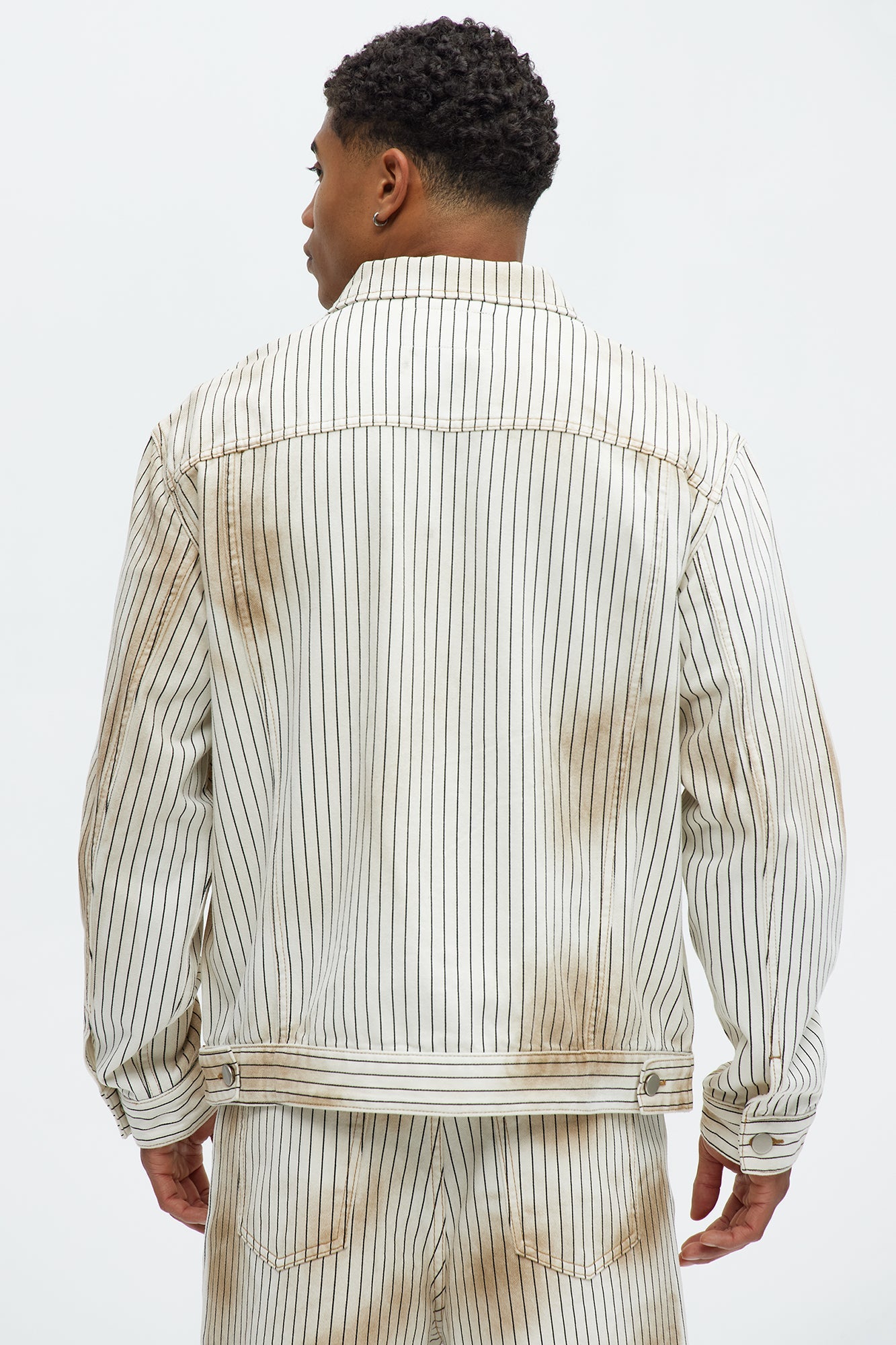 Byron Striped Vintage Trucker Jacket - Cream/combo Fashion Nova