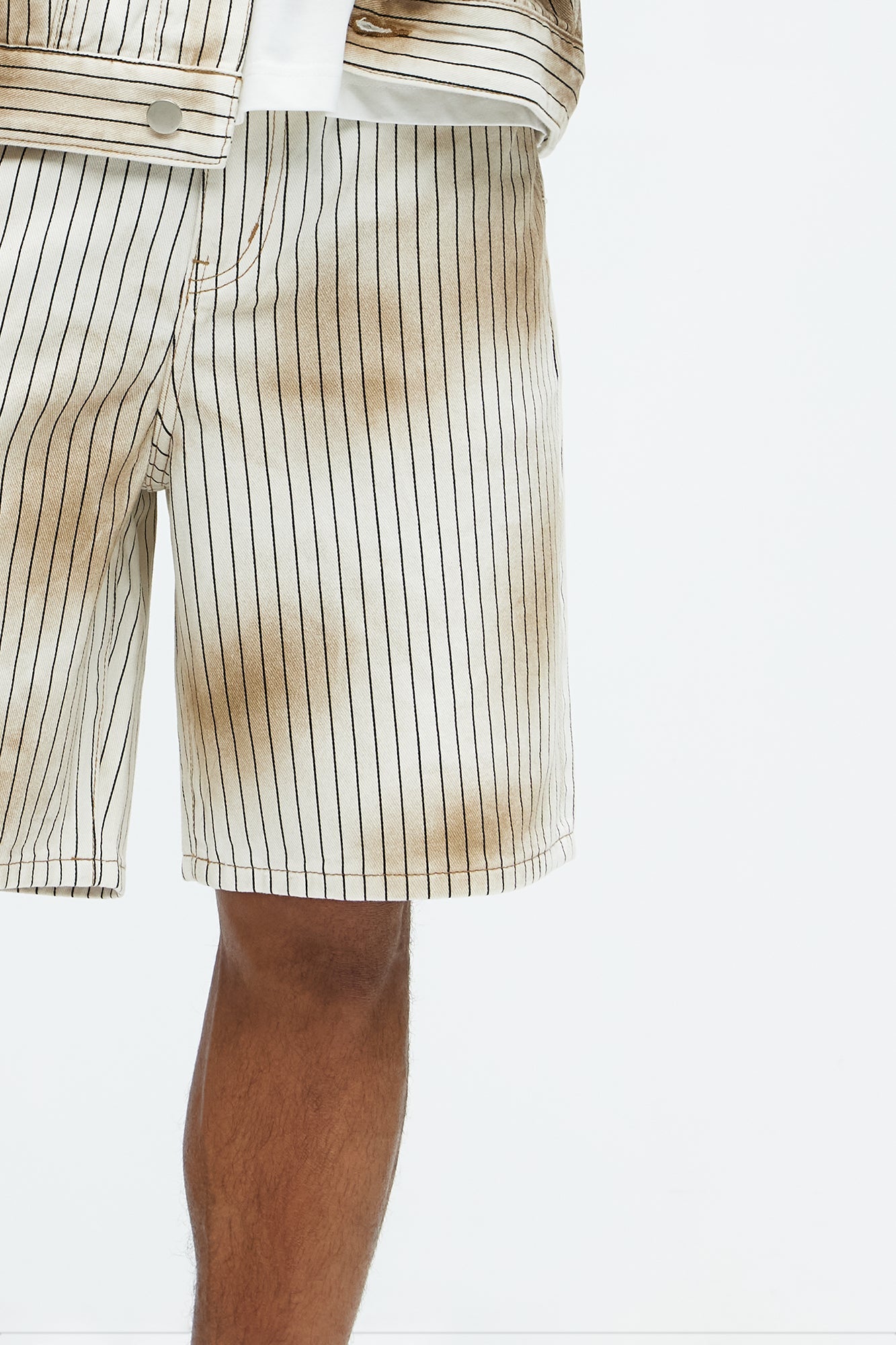 Byron Striped Relaxed Shorts - Cream/combo Fashion Nova