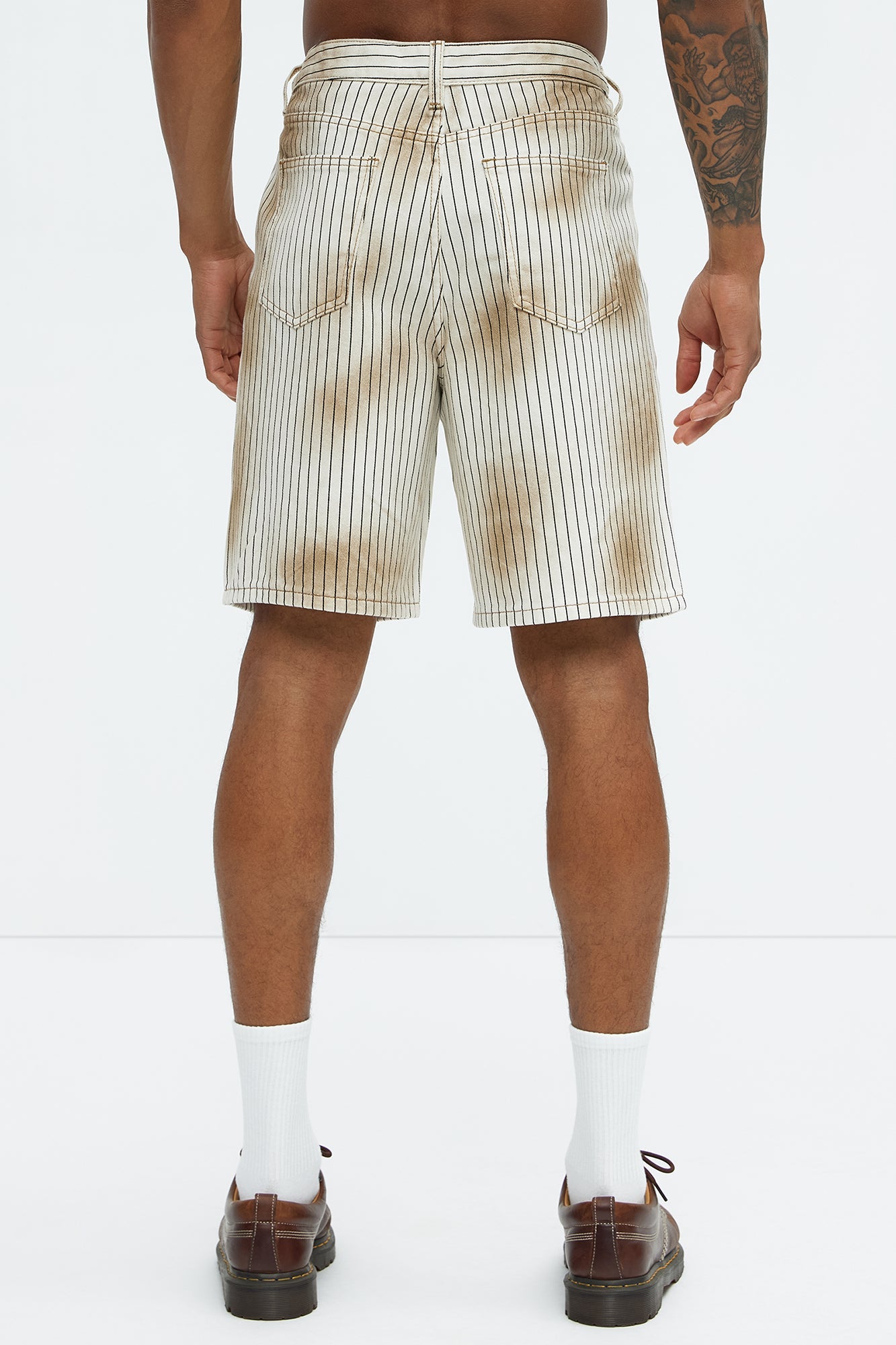 Byron Striped Relaxed Shorts - Cream/combo Fashion Nova