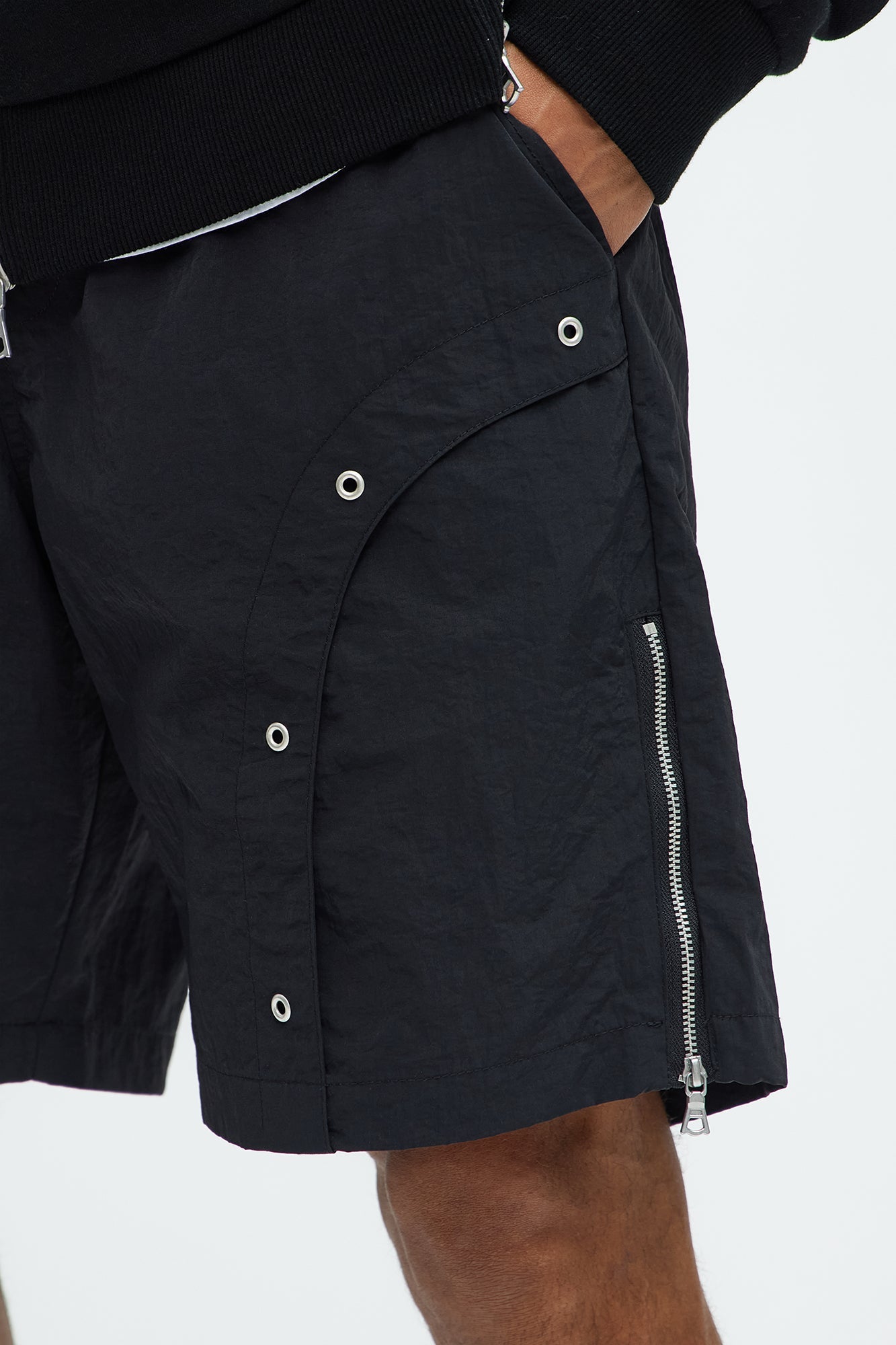 Hardware Relaxed Nylon Shorts - Black Fashion Nova