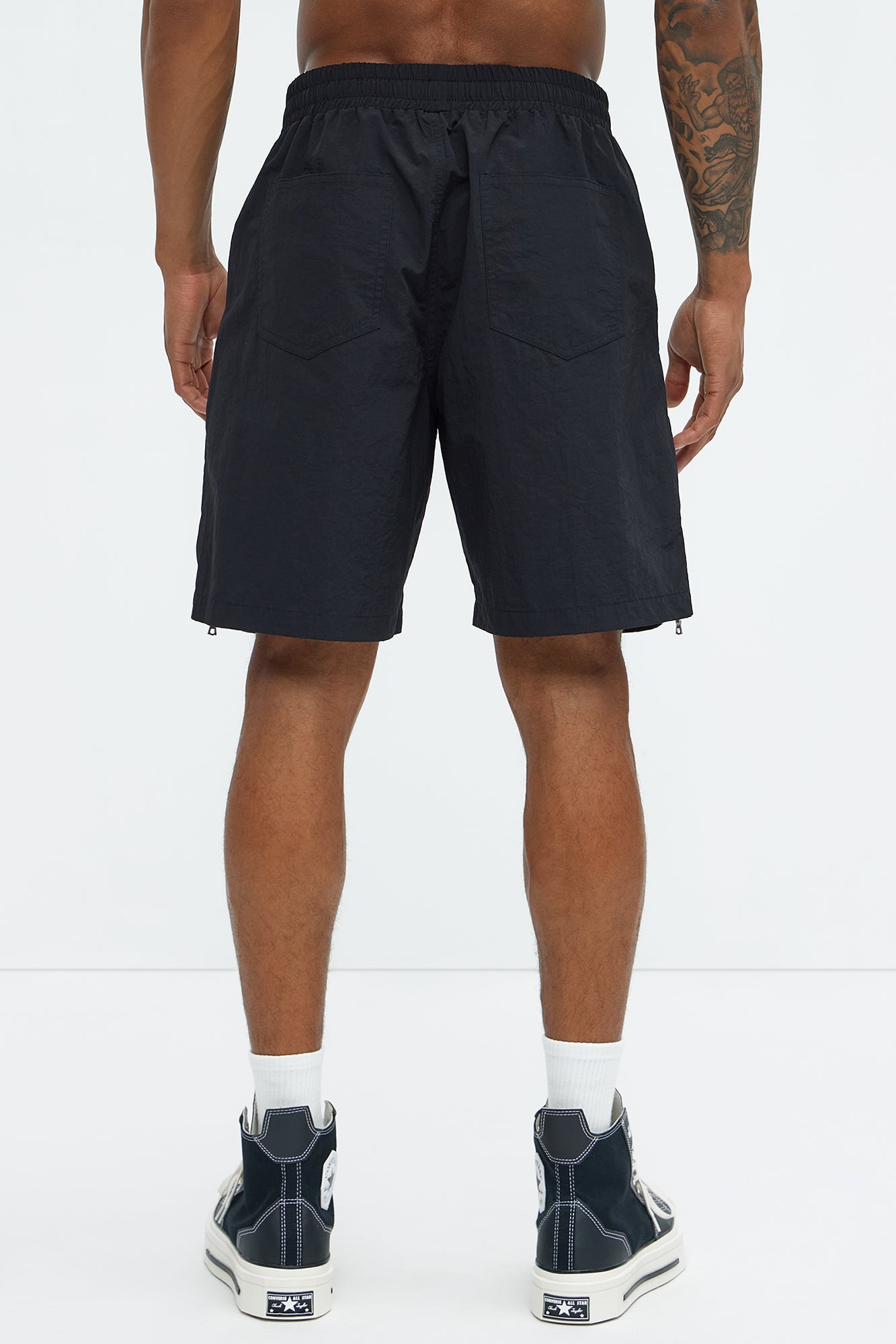 Hardware Relaxed Nylon Shorts - Black Fashion Nova
