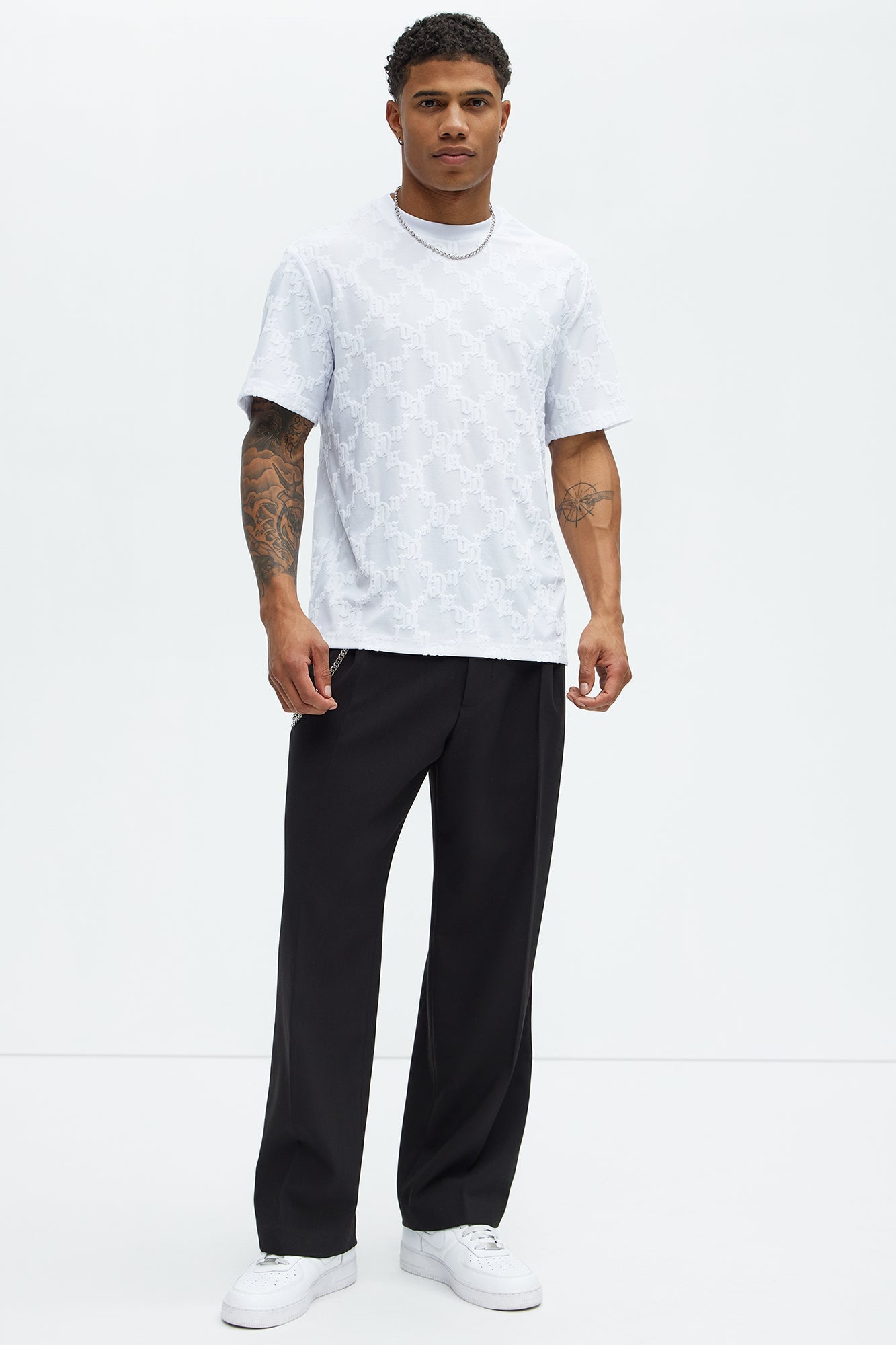 Verbiage Chenille Knit Crew Tee - White Fashion Nova