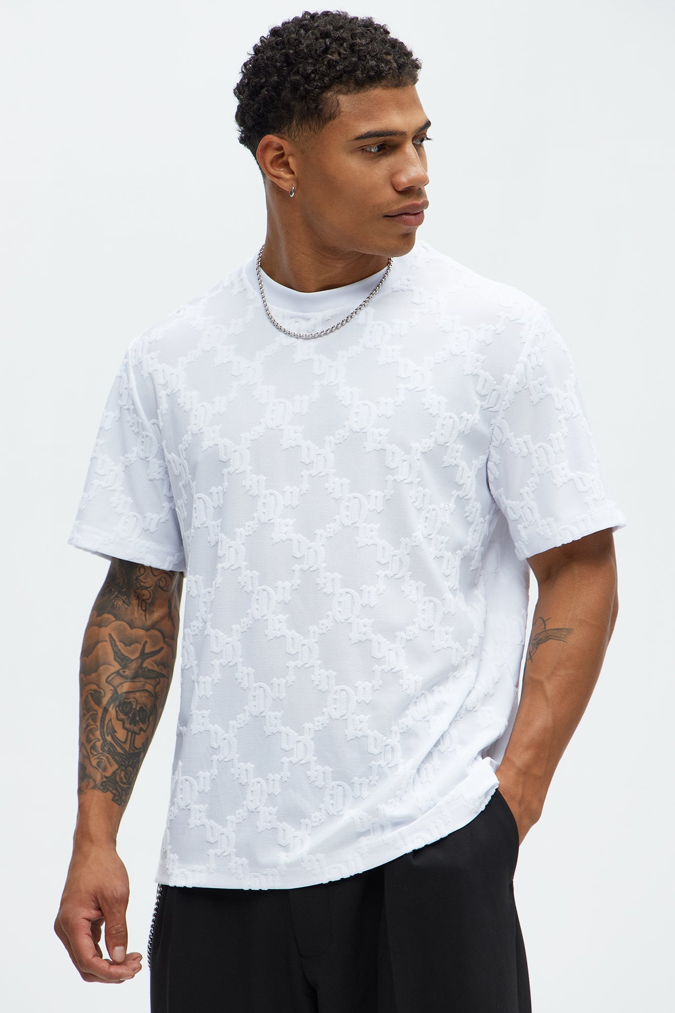 Verbiage Chenille Knit Crew Tee - White Fashion Nova