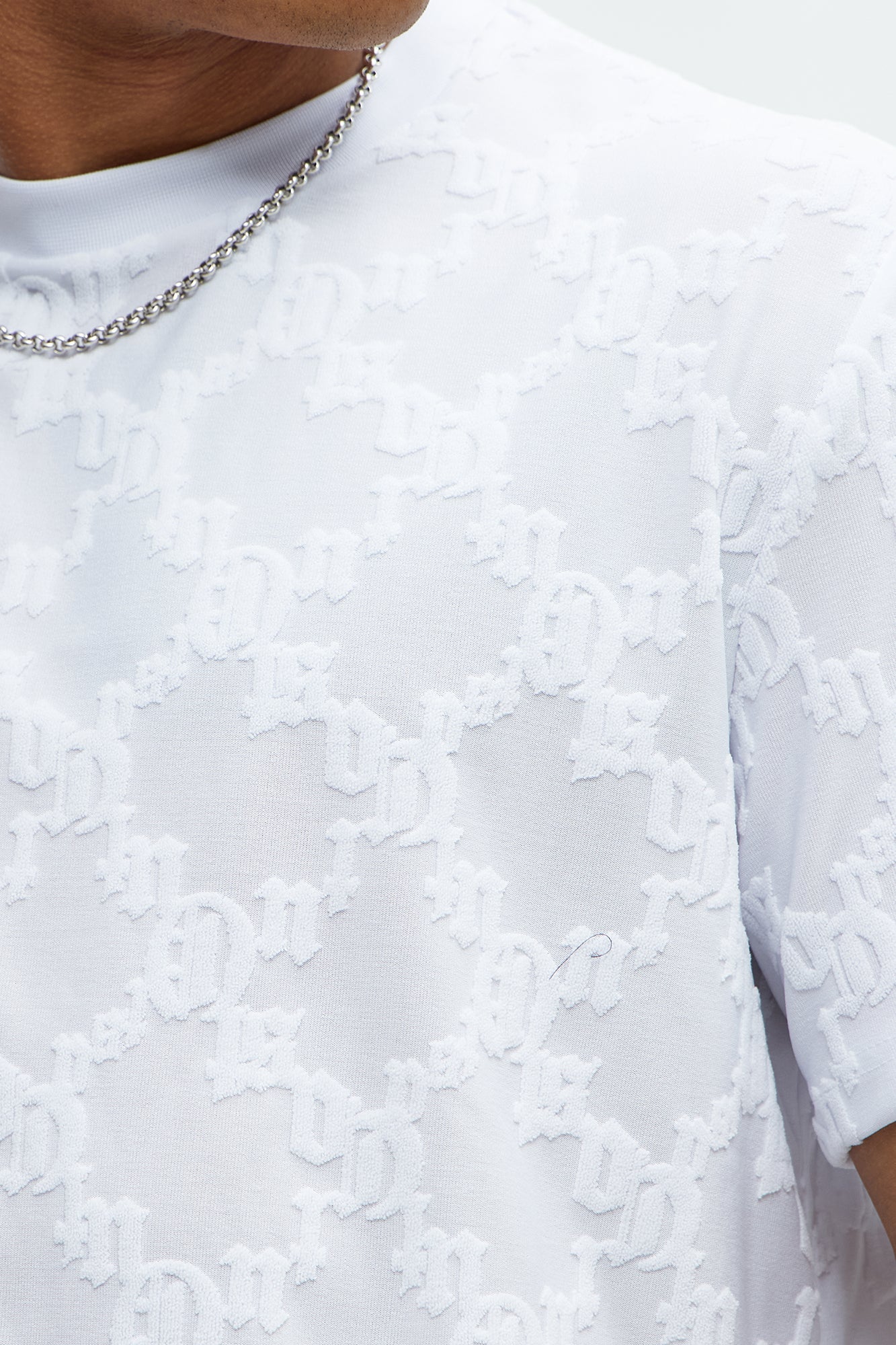 Verbiage Chenille Knit Crew Tee - White Fashion Nova