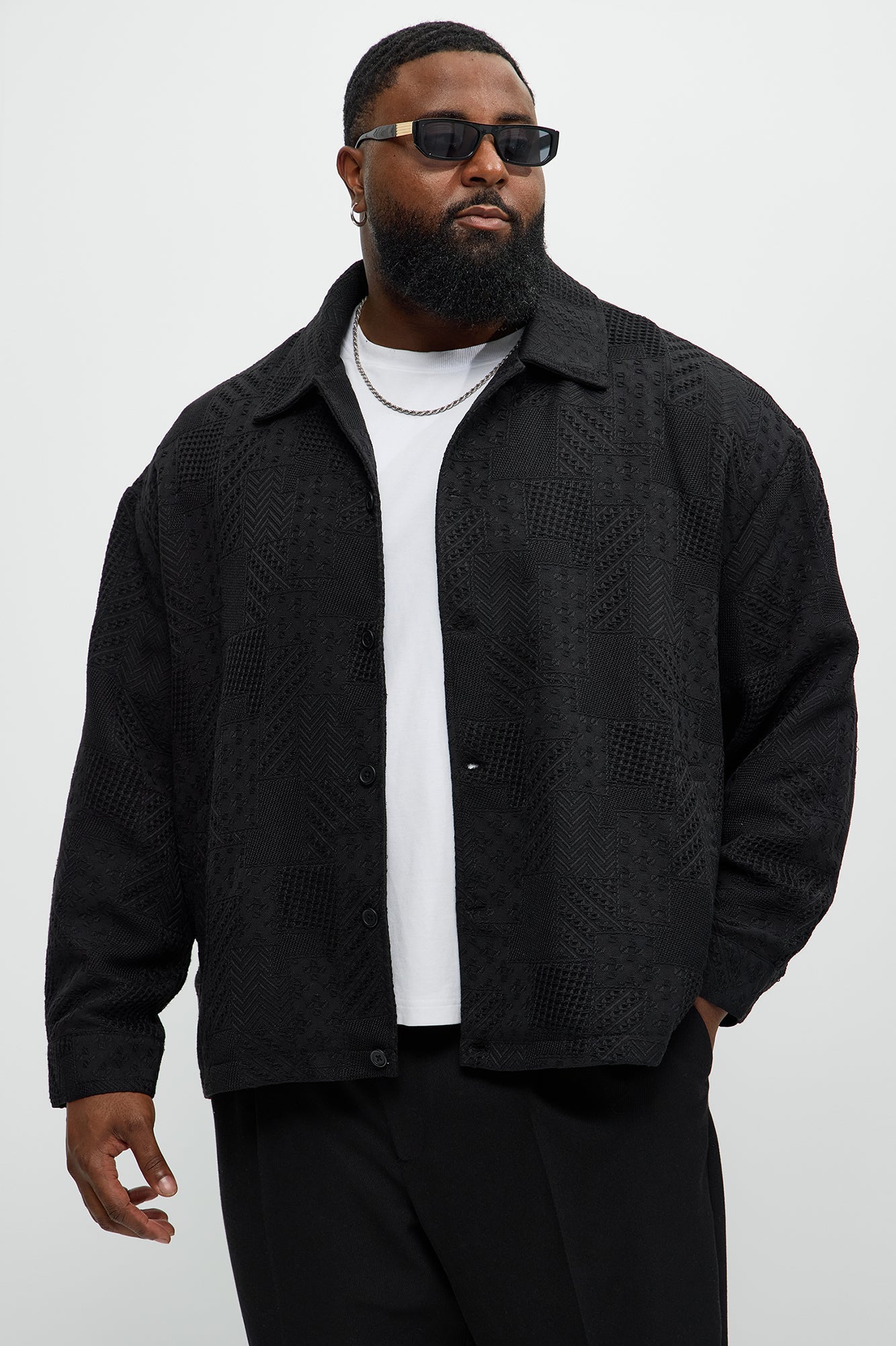 Meknes Jacquard Pattern Jacket - Black Fashion Nova