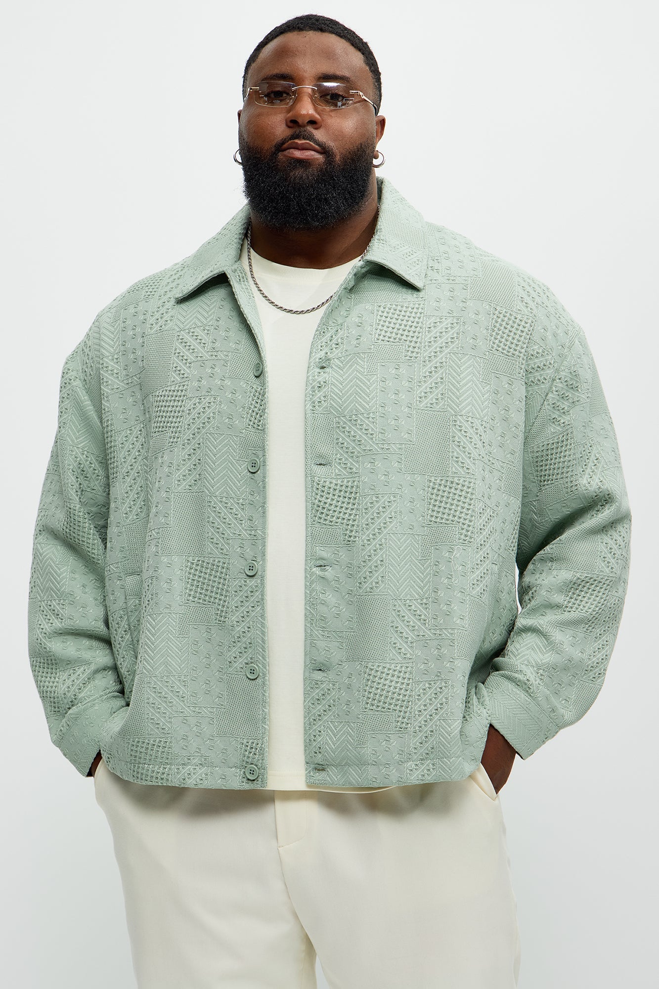 Meknes Jacquard Pattern Jacket - Sage Fashion Nova