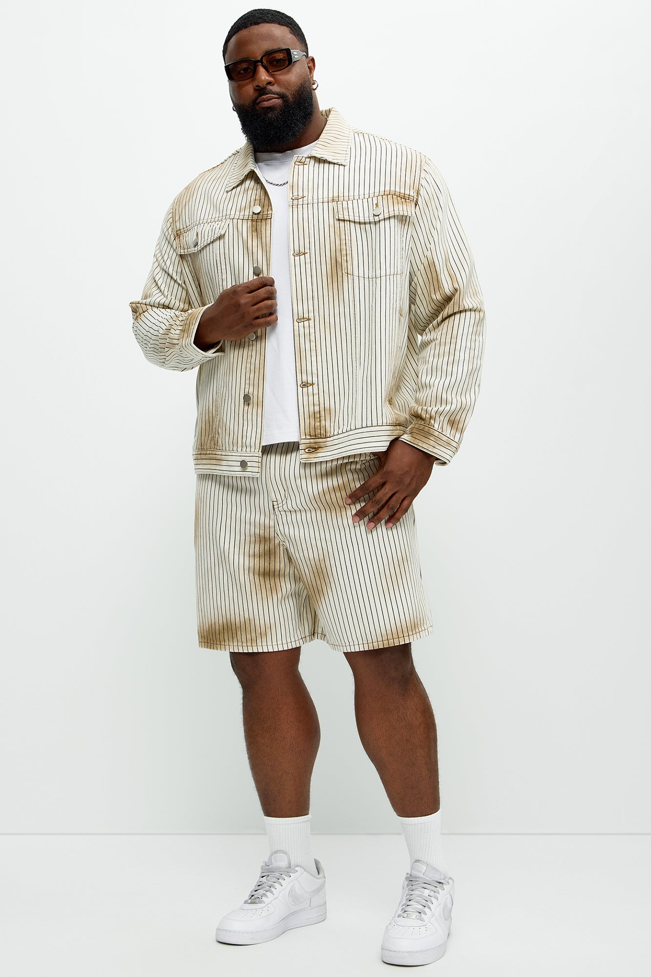 Byron Striped Relaxed Shorts - Cream/combo Fashion Nova