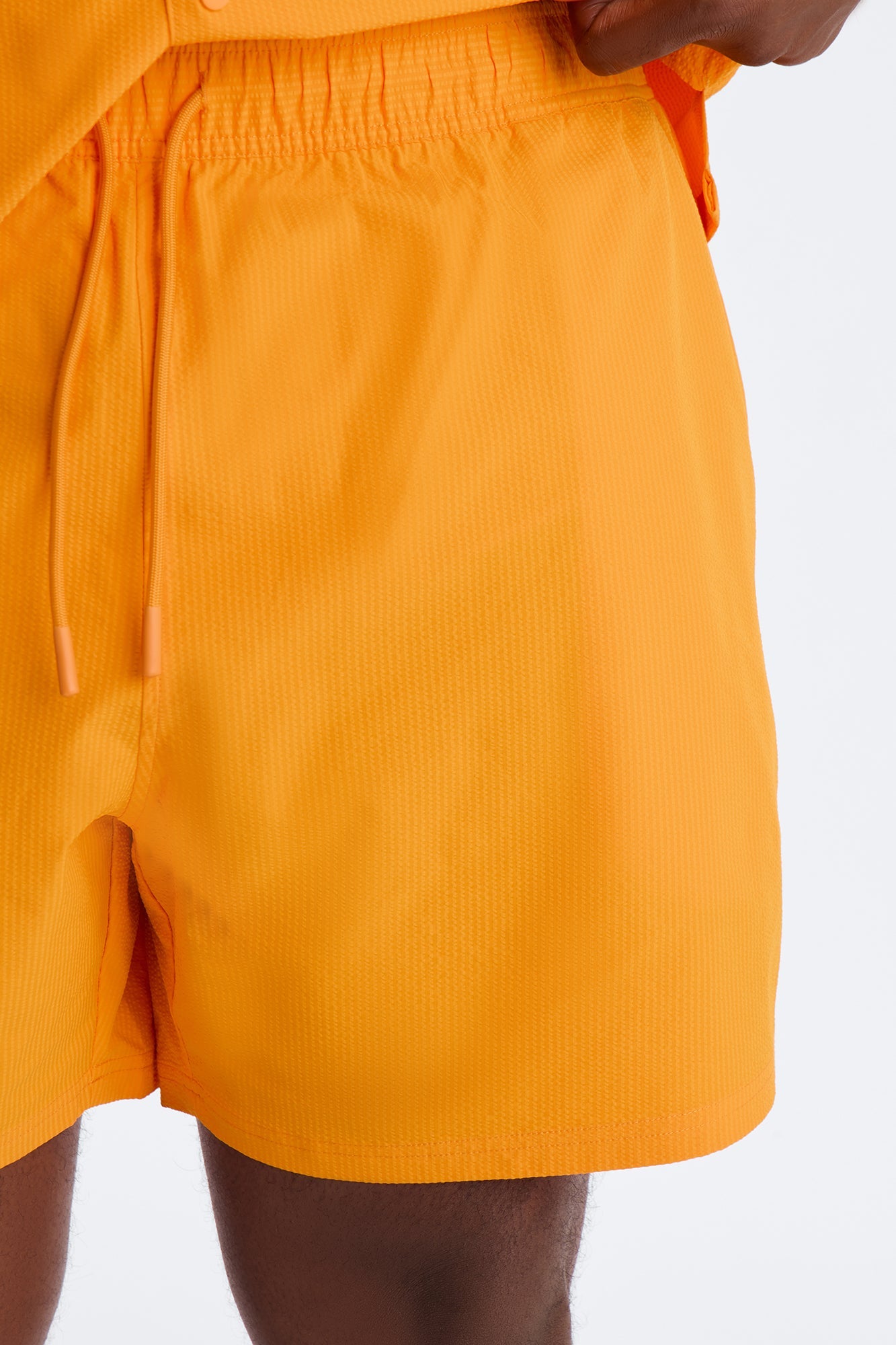 Seersucker Swim Trunk 6″ - Orange Fashion Nova