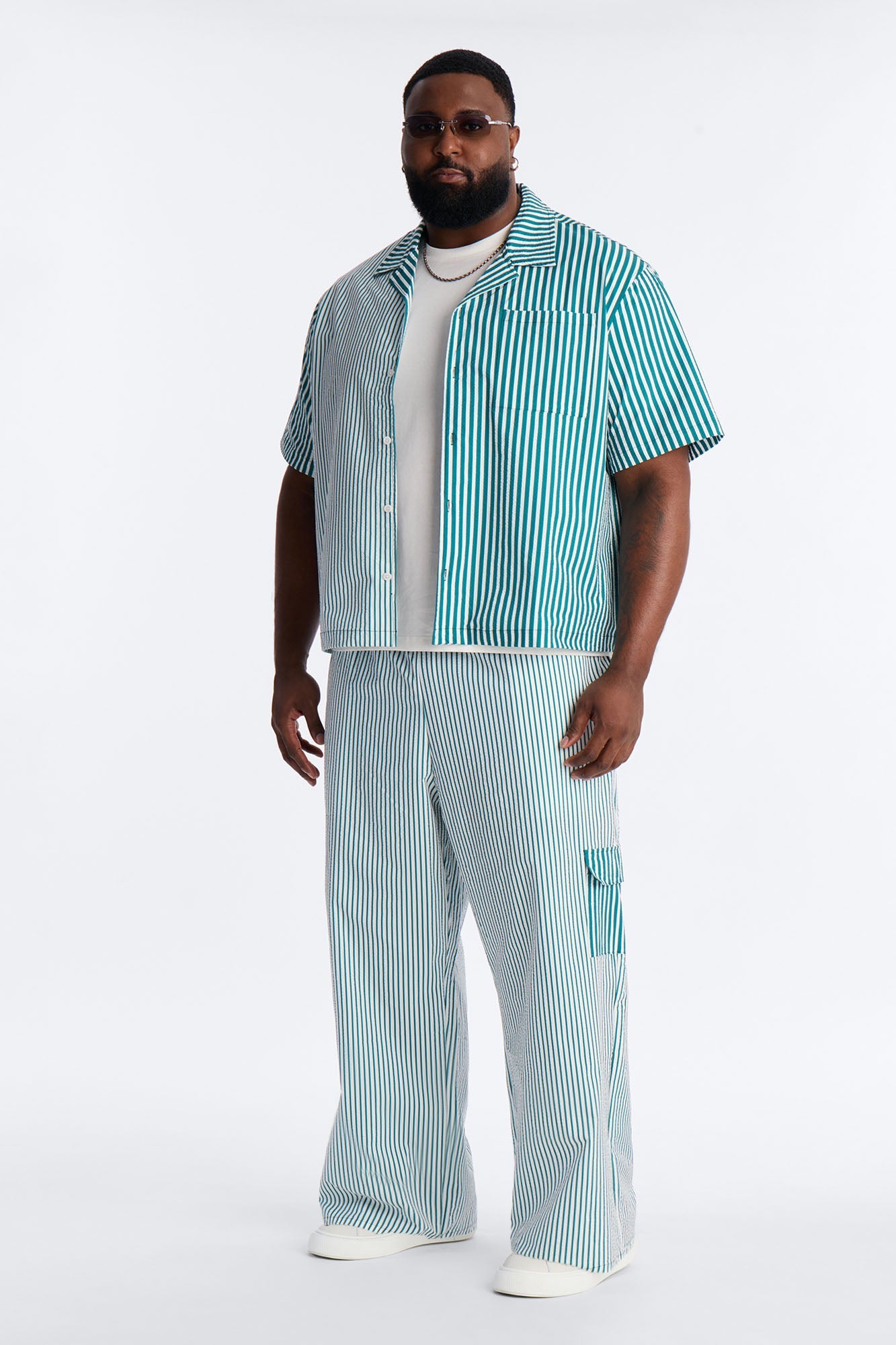 Passion Stripe Seersucker Cuban Button Up Shirt - Green Fashion Nova