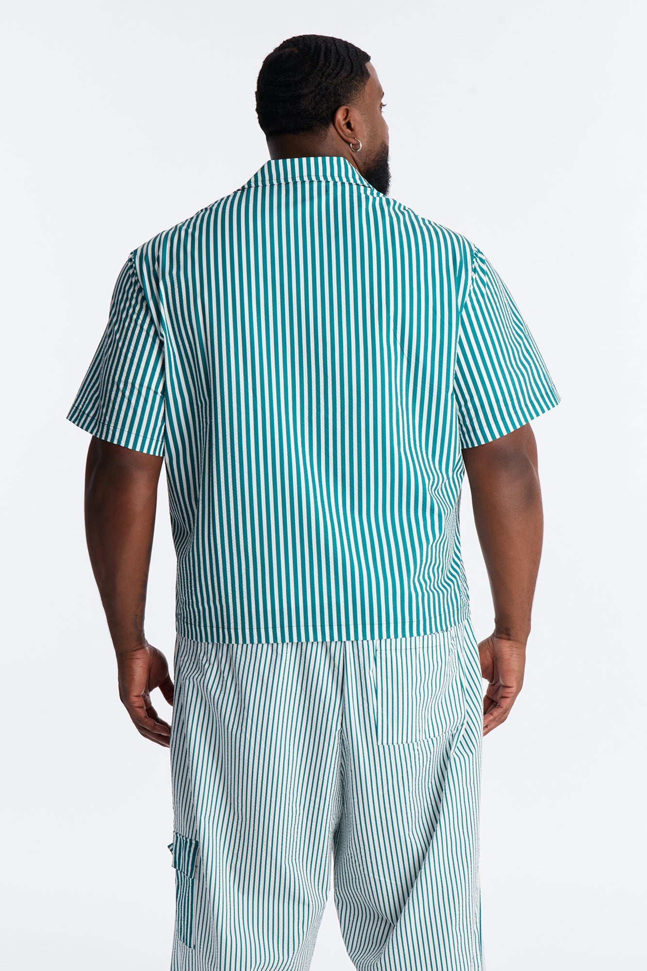Passion Stripe Seersucker Cuban Button Up Shirt - Green Fashion Nova