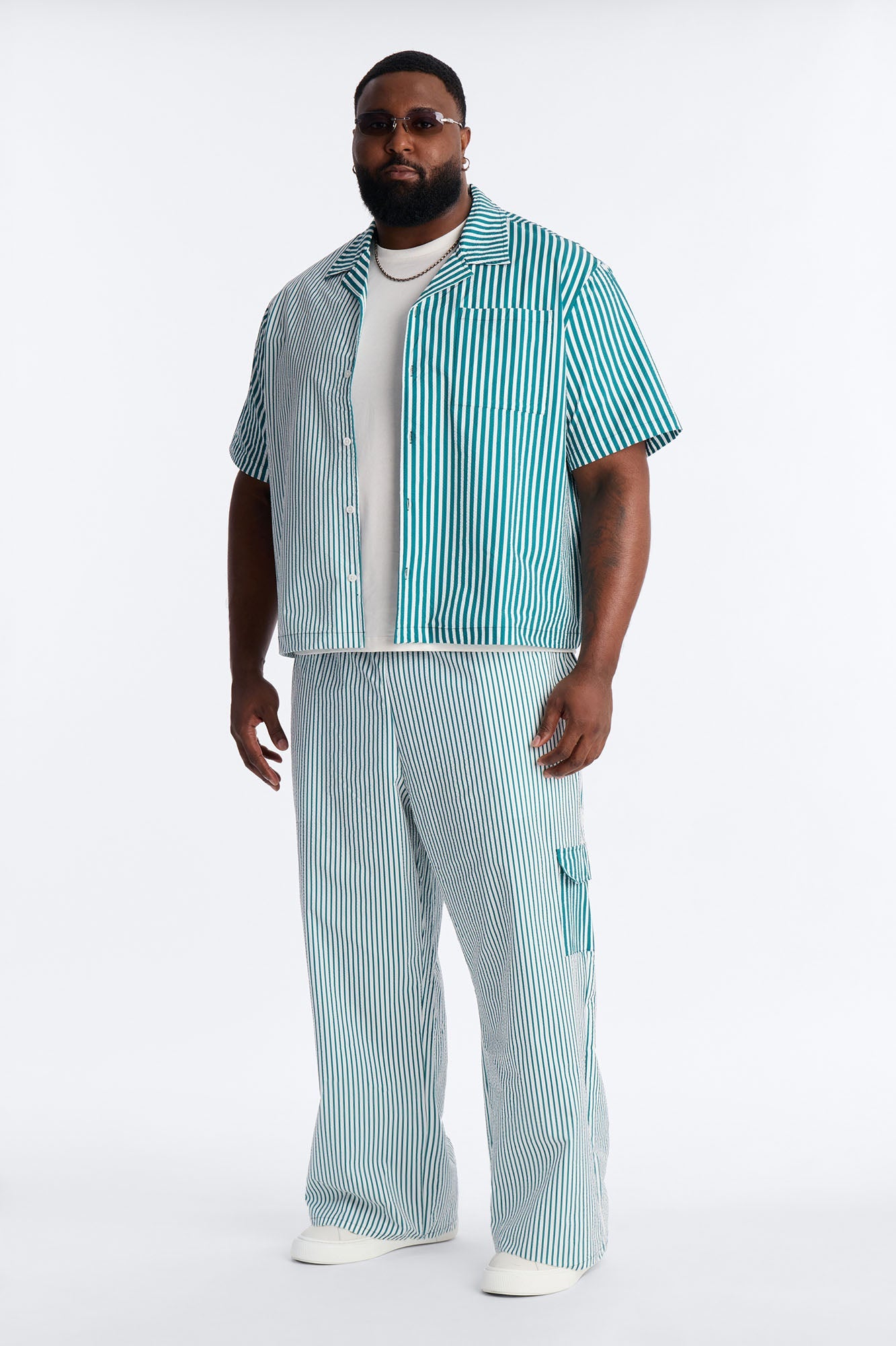 Straight Passion Stripe Seersucker Pant - Green Fashion Nova