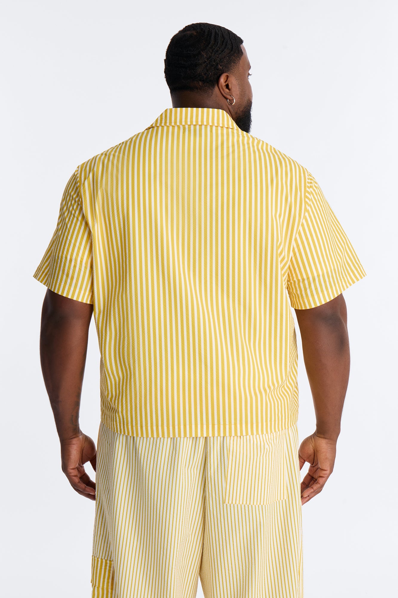 Passion Stripe Seersucker Cuban Button Up Shirt - Yellow Fashion Nova