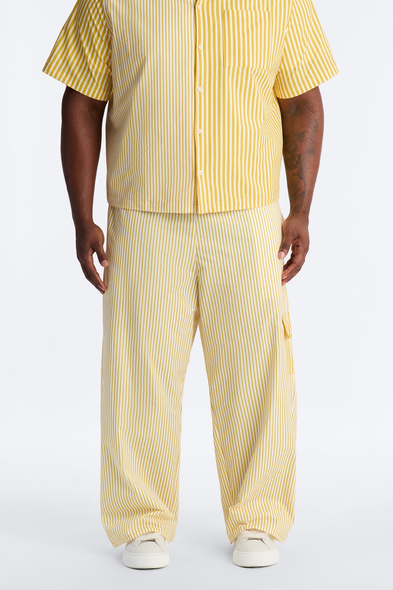 Straight Passion Stripe Seersucker Pant - Yellow Fashion Nova
