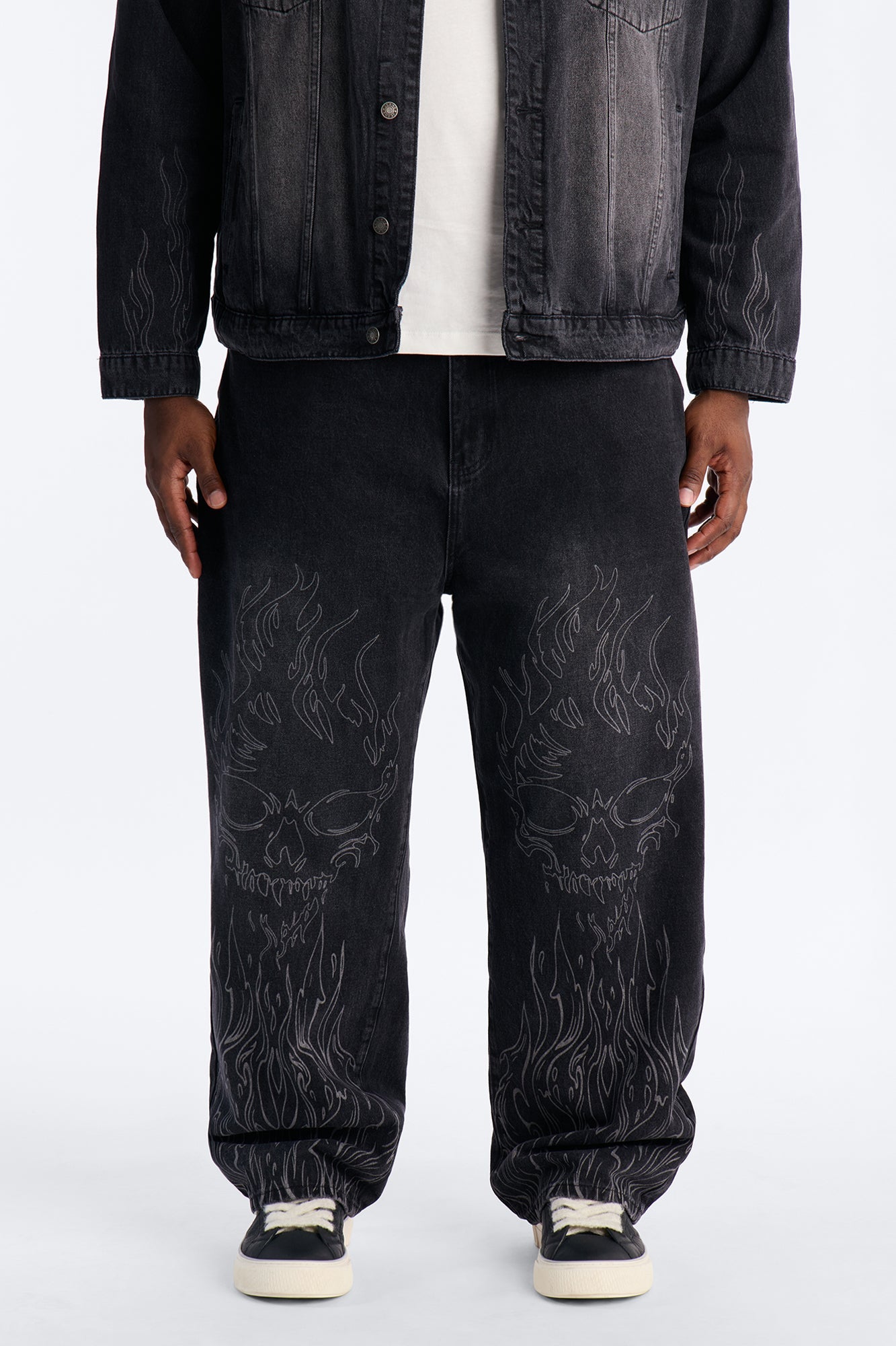 Baggy Hellfire Jean Denim - Black Wash Fashion Nova