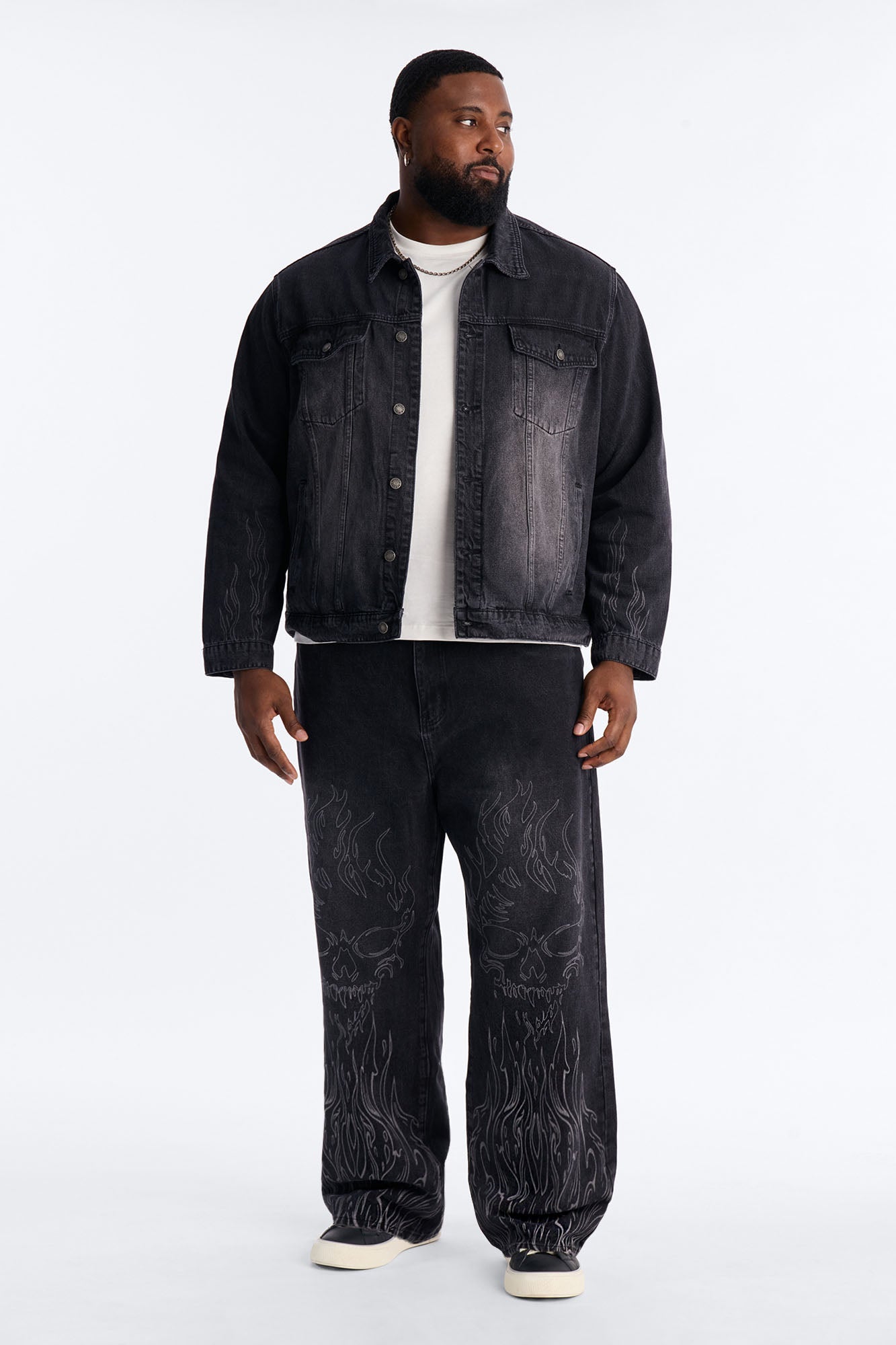 Baggy Hellfire Jean Denim - Black Wash Fashion Nova